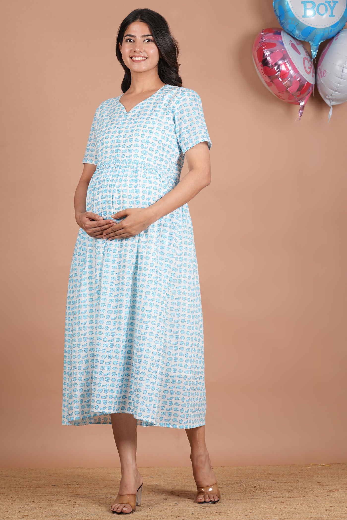 Gajavesh Cotton Maternity Nursing Dress