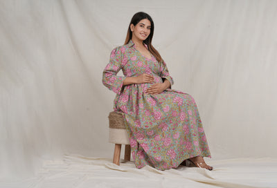 Kalp Taru Cotton Maternity Angrakha Dress