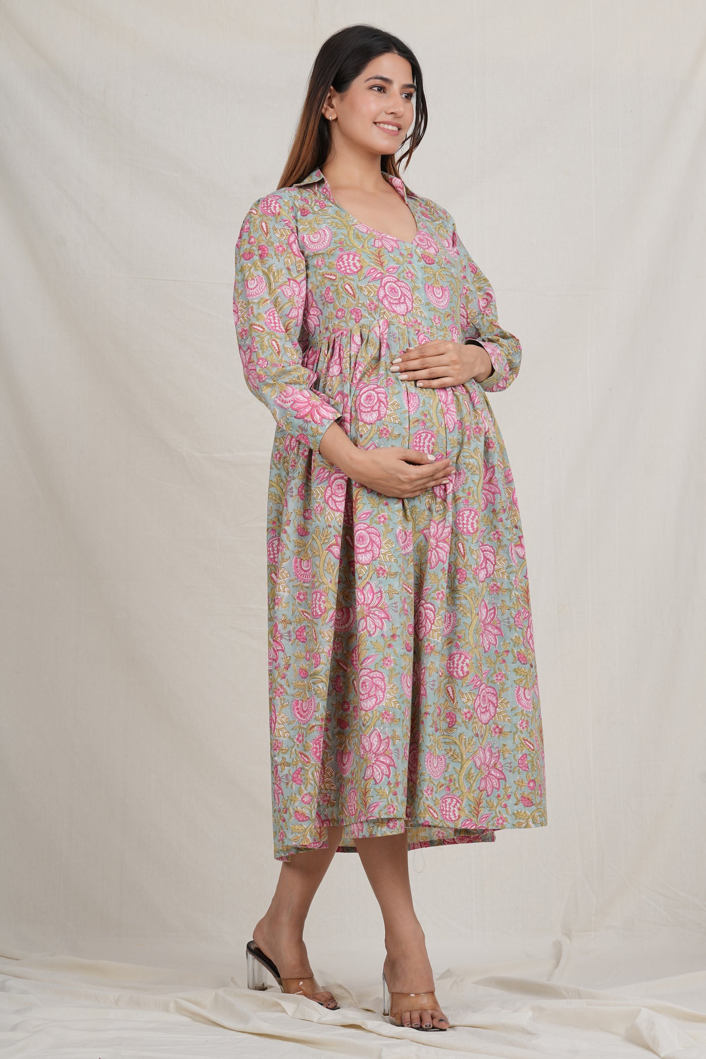 Kalp Taru Cotton Maternity Angrakha Dress