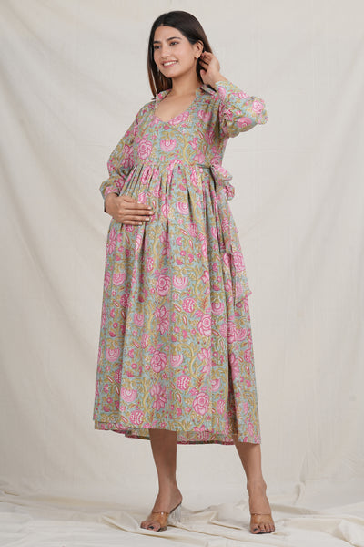 Kalp Taru Cotton Maternity Angrakha Dress