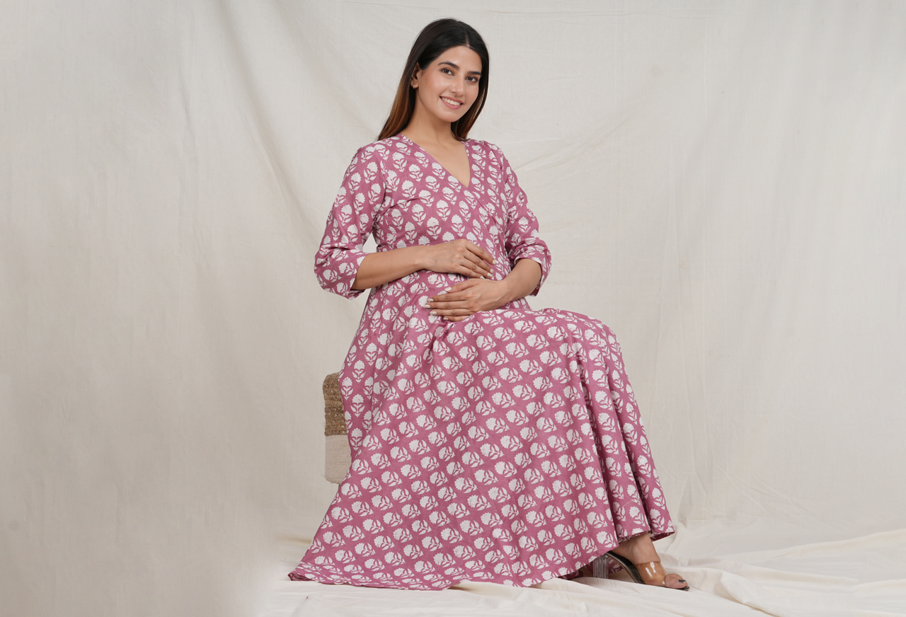 Keshavaya Cotton Maternity Angrakha Dress