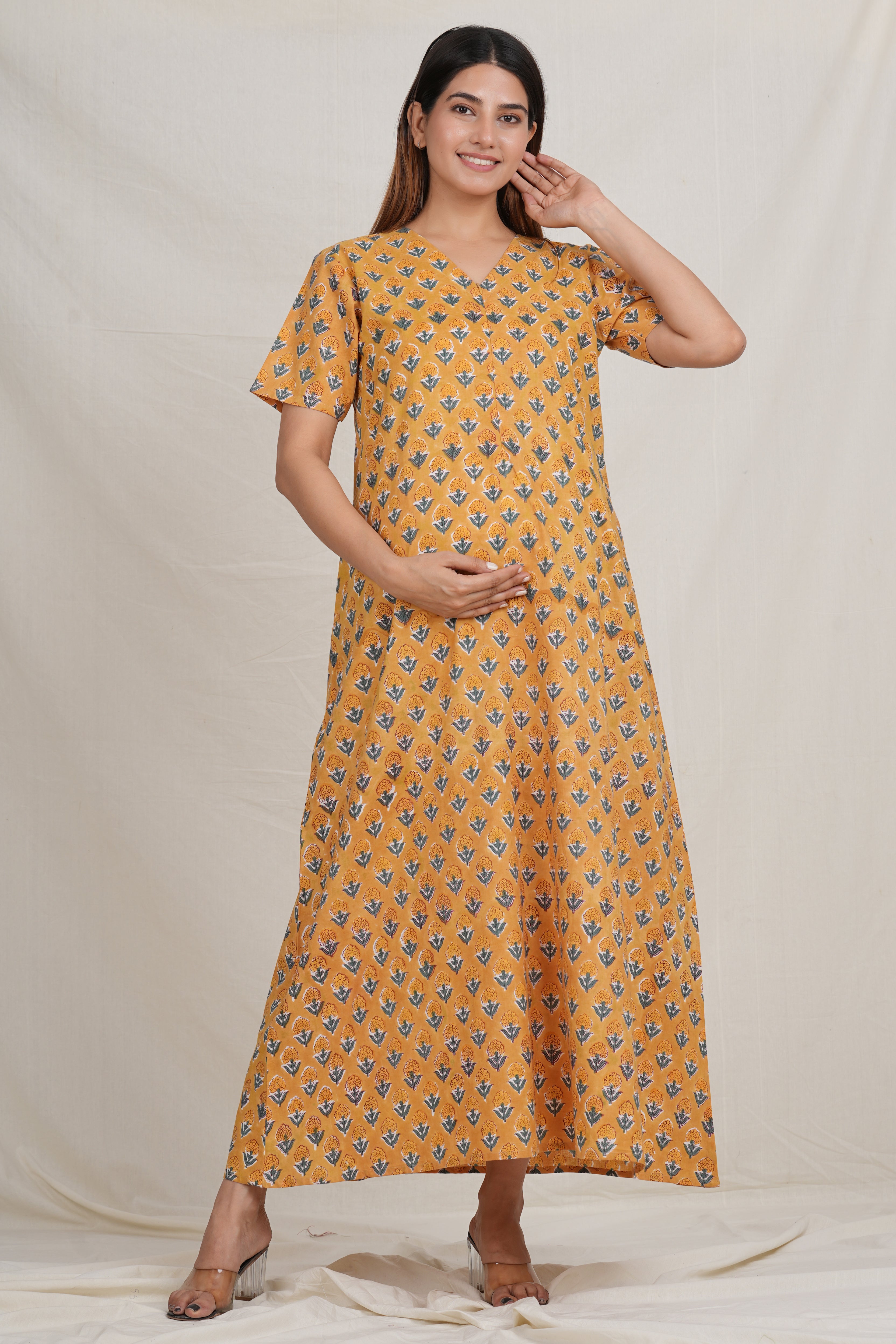 Madhav Cotton Pregnancy & Nursing Gown