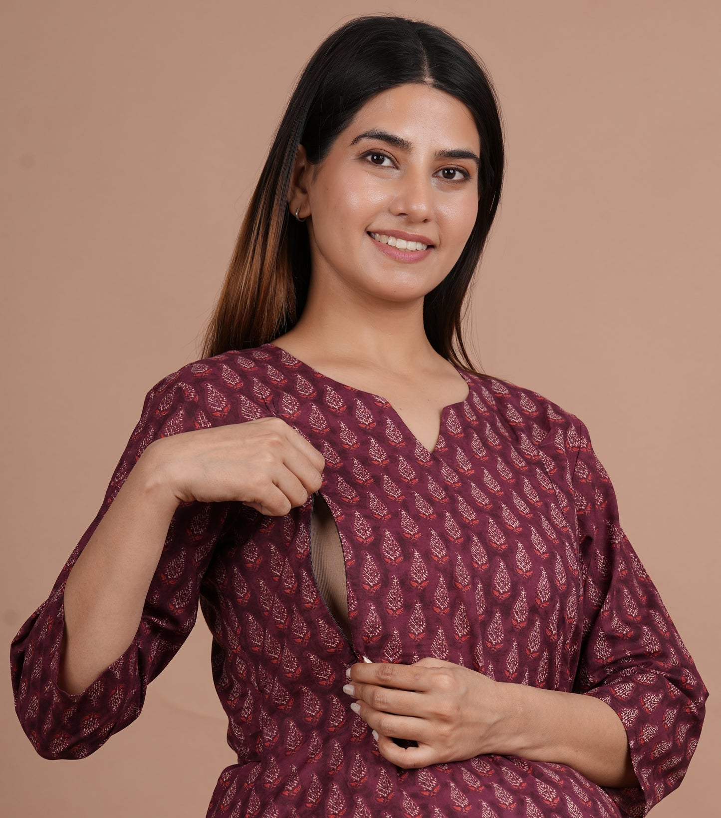 Keshav Cotton Twin Zip Nursing Kurti