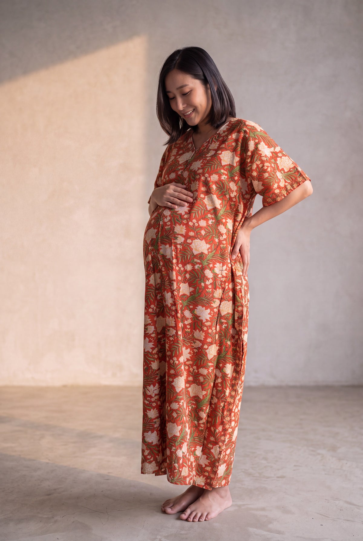 Raghav Charan Cotton Nursing Kaftan Gown