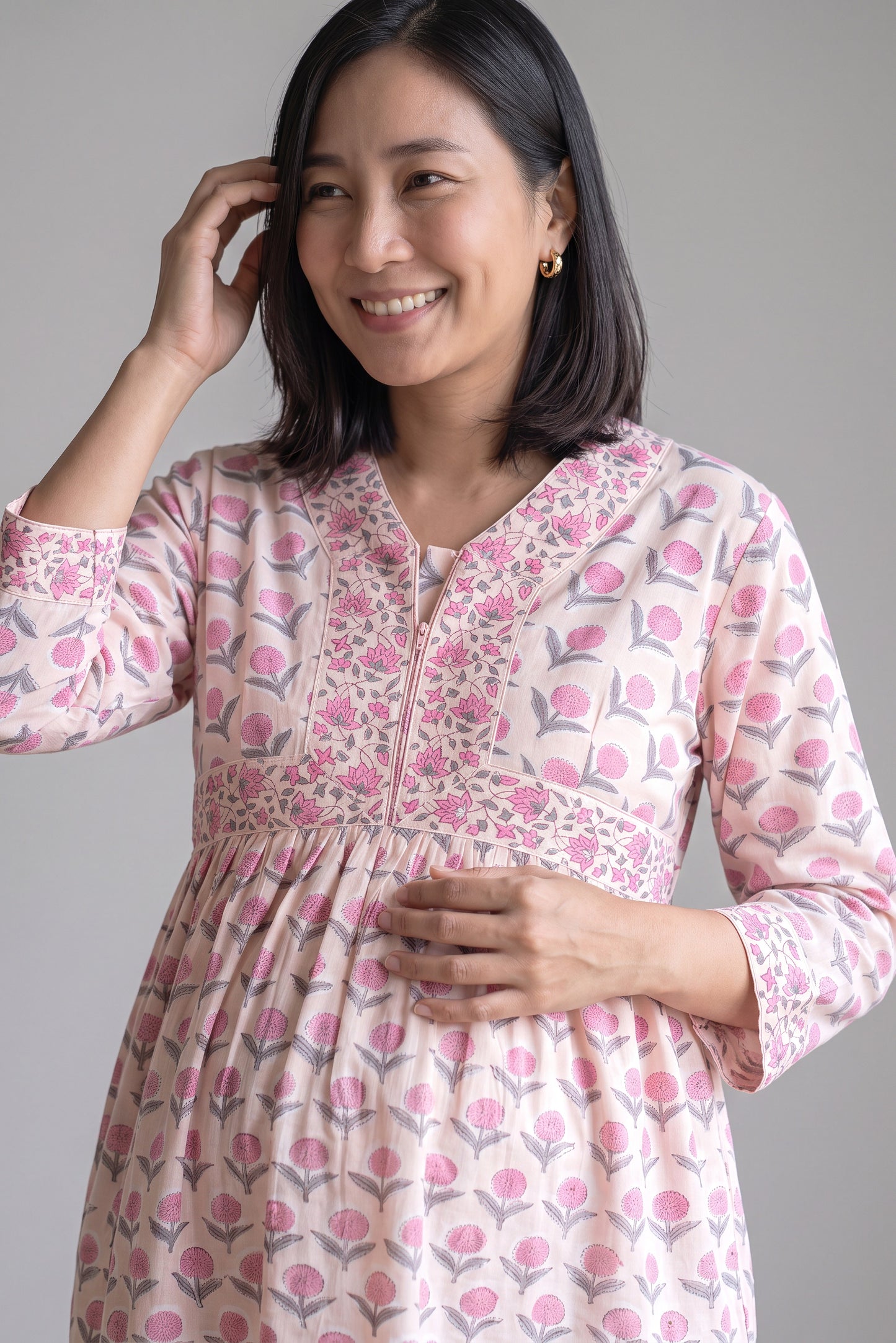 Srida Cotton Nursing Top with Zip