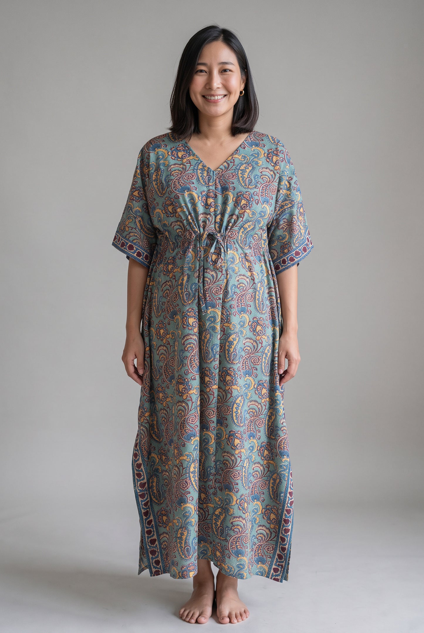 RaghuRaaya Handblock Cotton Nursing Kaftan
