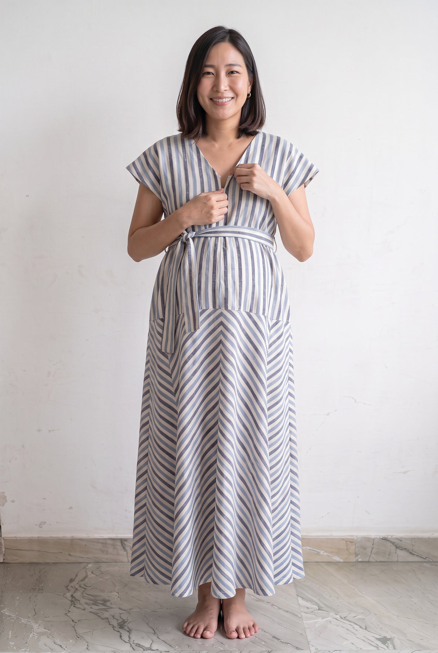 Avadhpati Nursing Handloom Cotton Maxi Dress