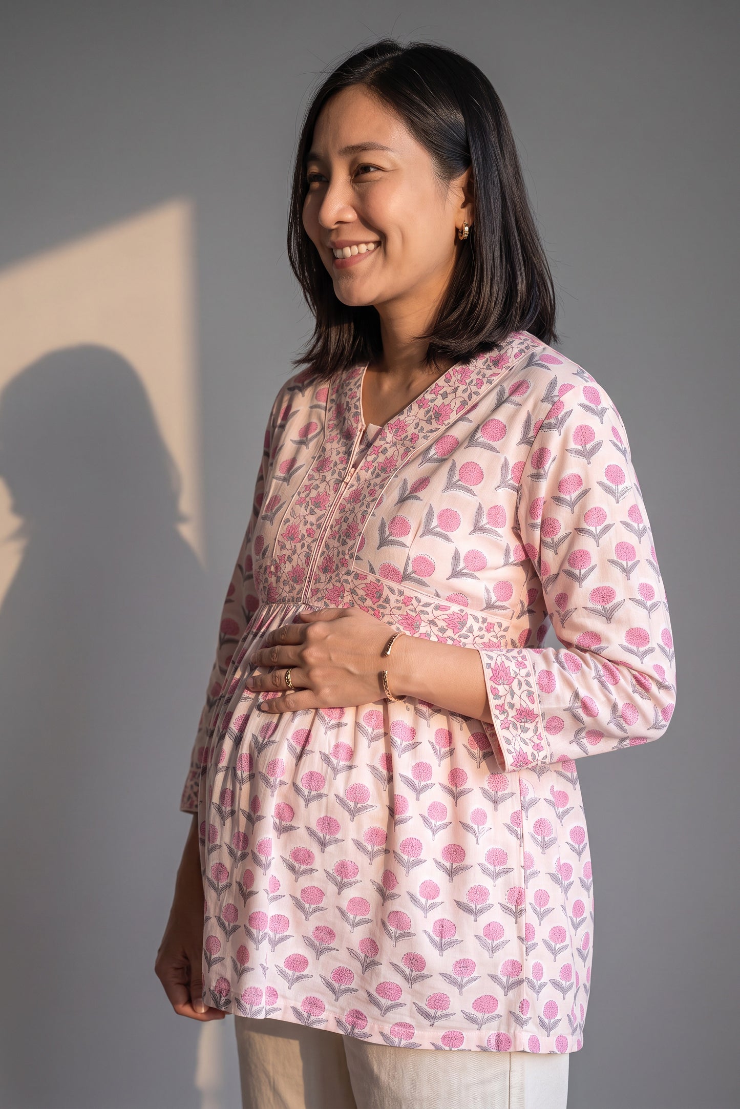 Srida Cotton Nursing Top with Zip