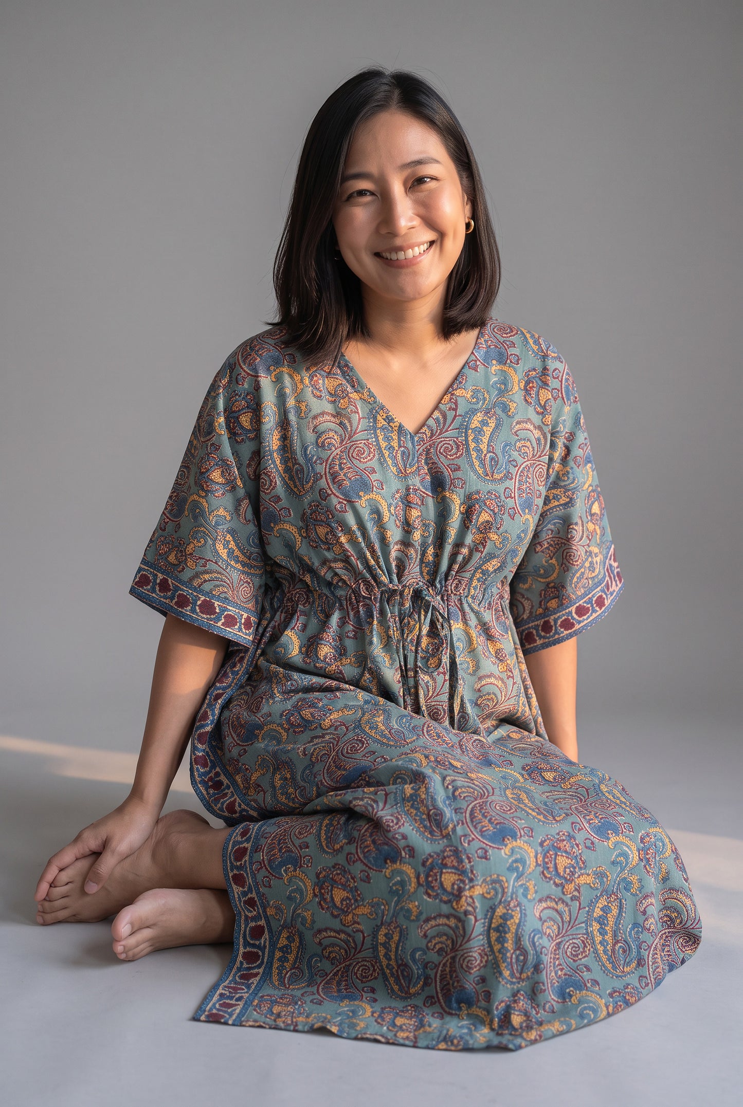 RaghuRaaya Handblock Cotton Nursing Kaftan