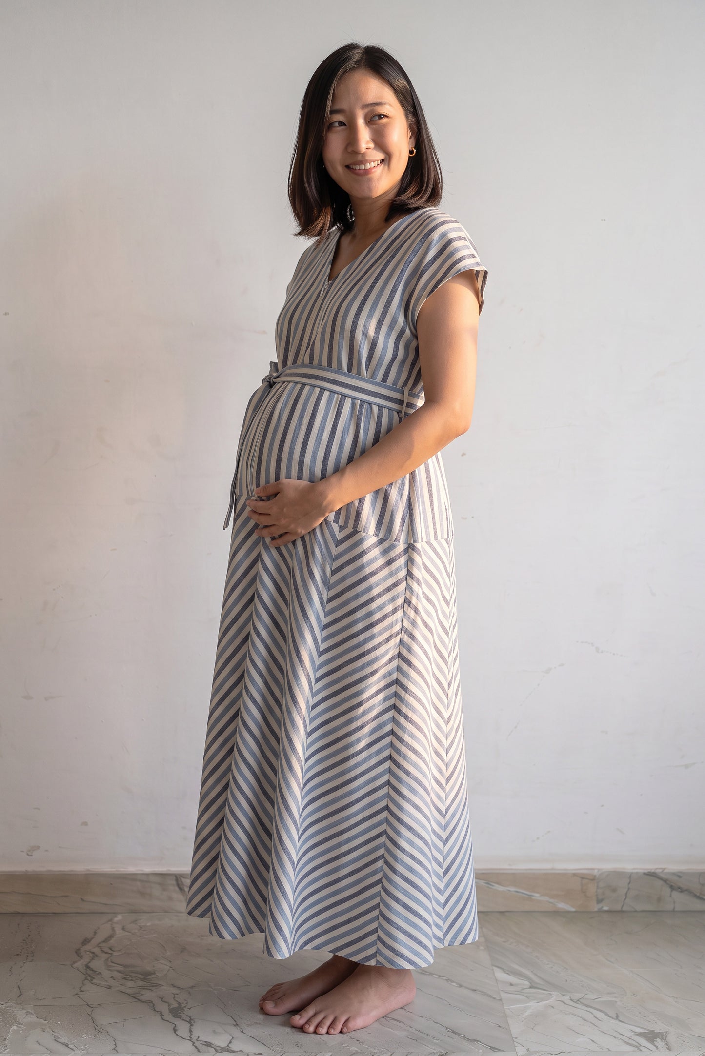 Avadhpati Nursing Handloom Cotton Maxi Dress