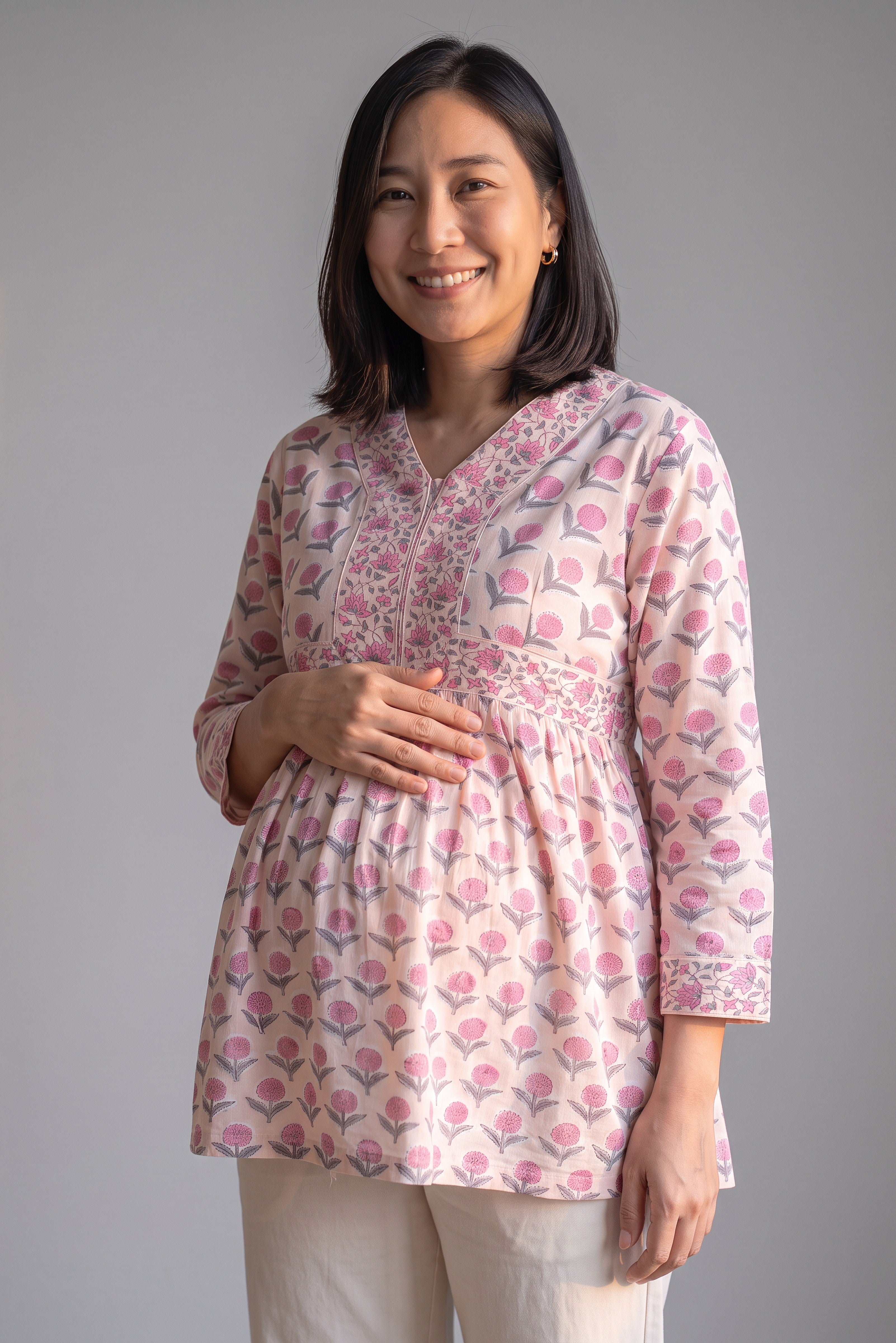 Srida Cotton Nursing Top with Zip
