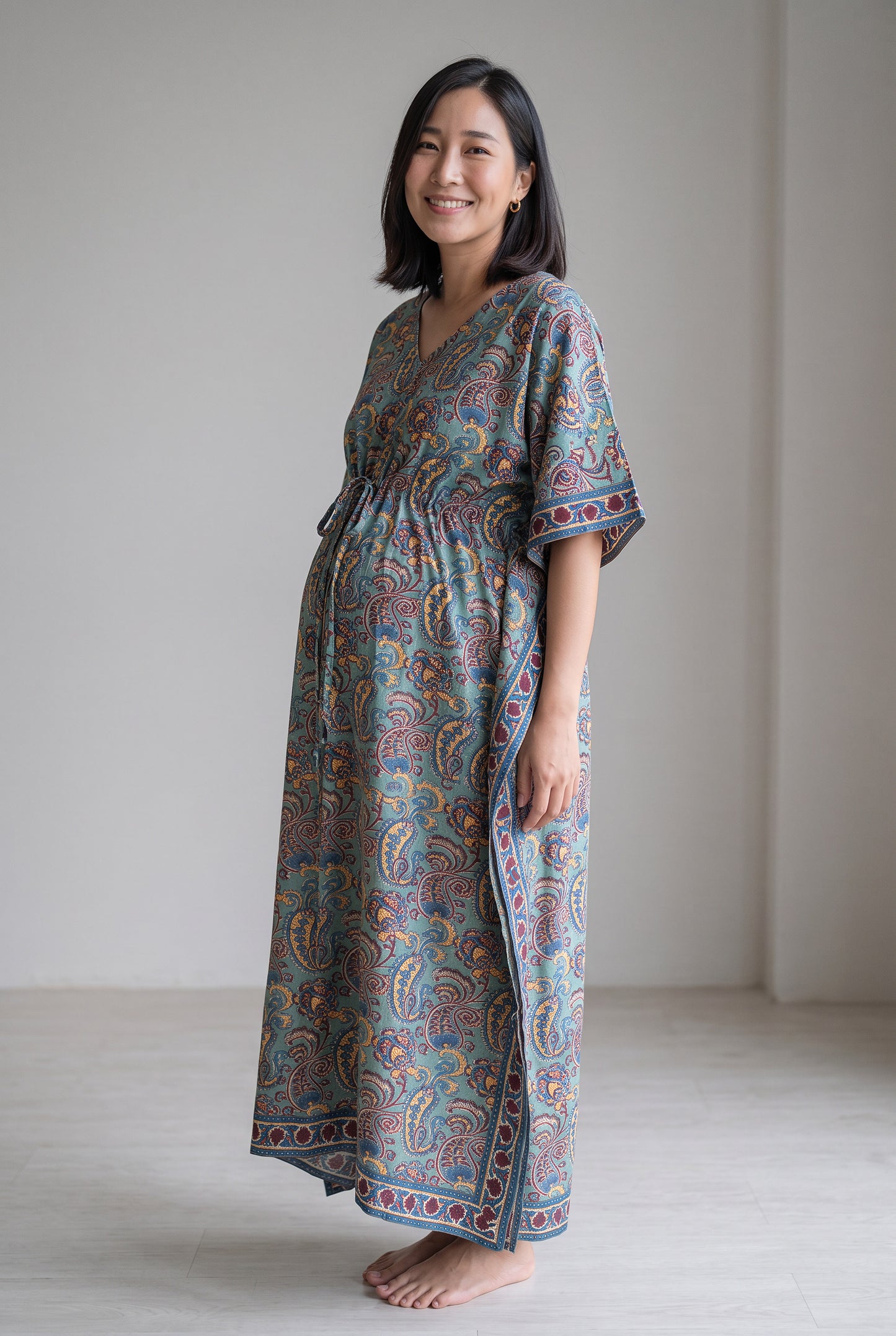 RaghuRaaya Handblock Cotton Nursing Kaftan