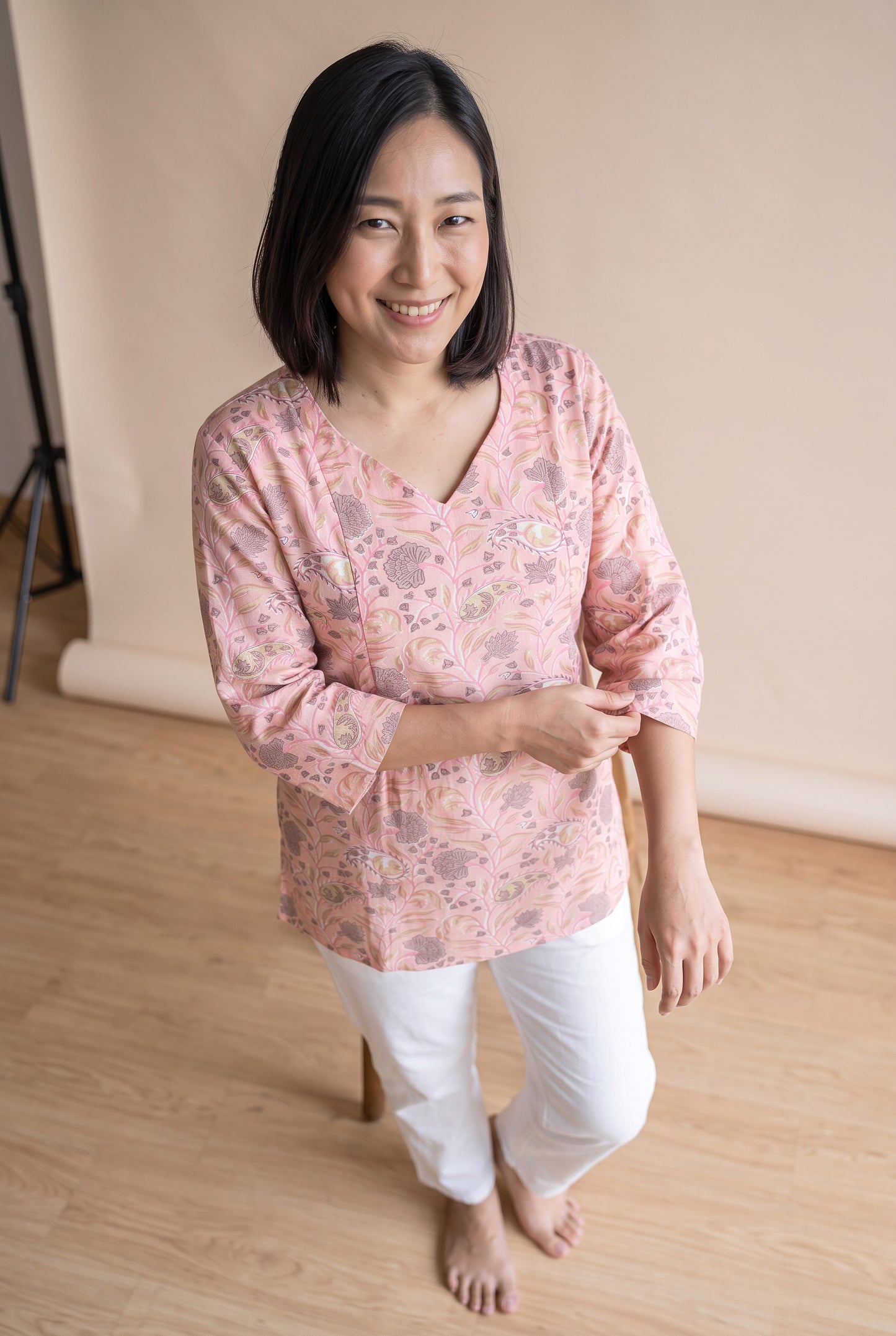 Vraj Devike Handblock Cotton Nursing Top