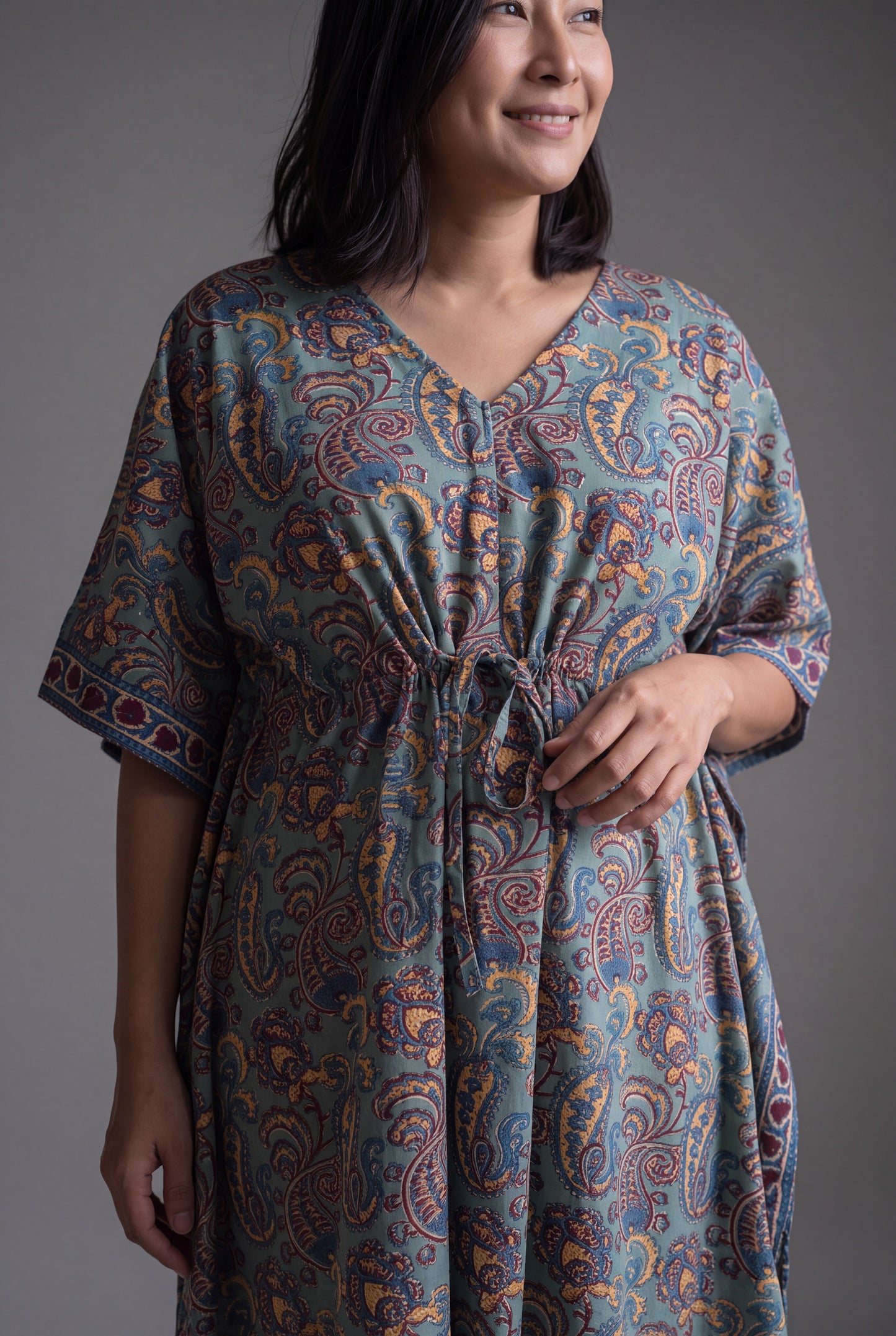 RaghuRaaya Handblock Cotton Nursing Kaftan