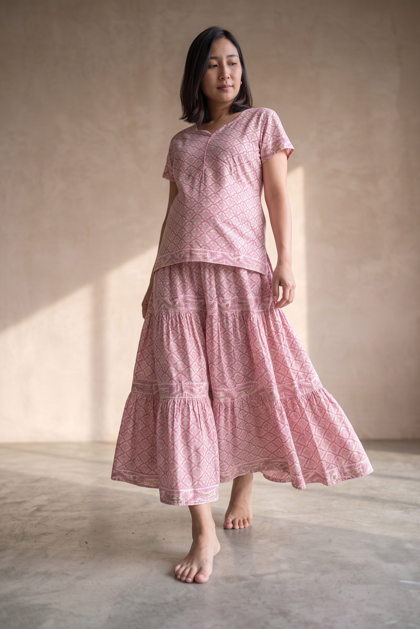 Karuna Sindhu Cotton Nursing Skirt Top Set