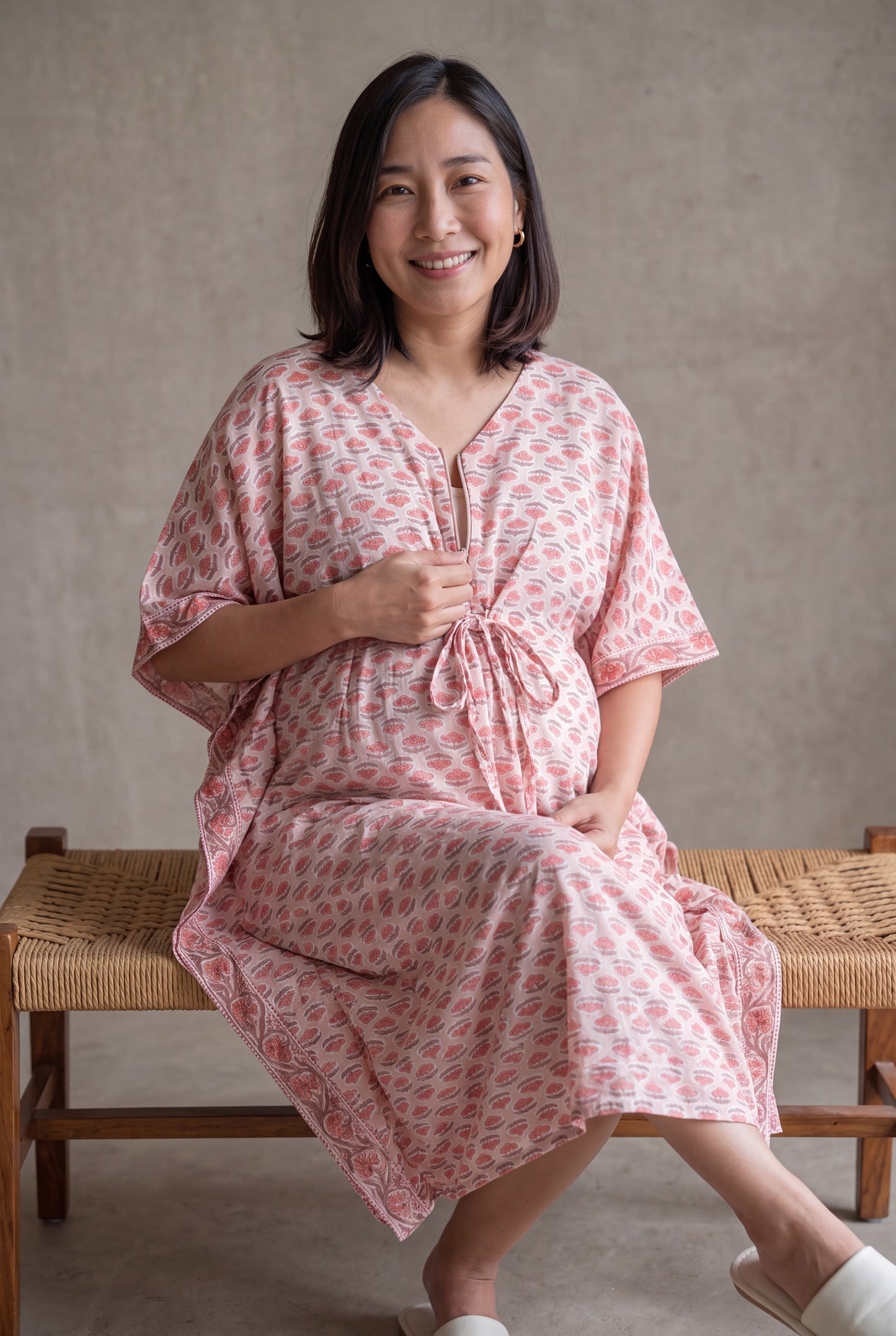 Sridhaam Handblock Cotton Nursing Kaftan