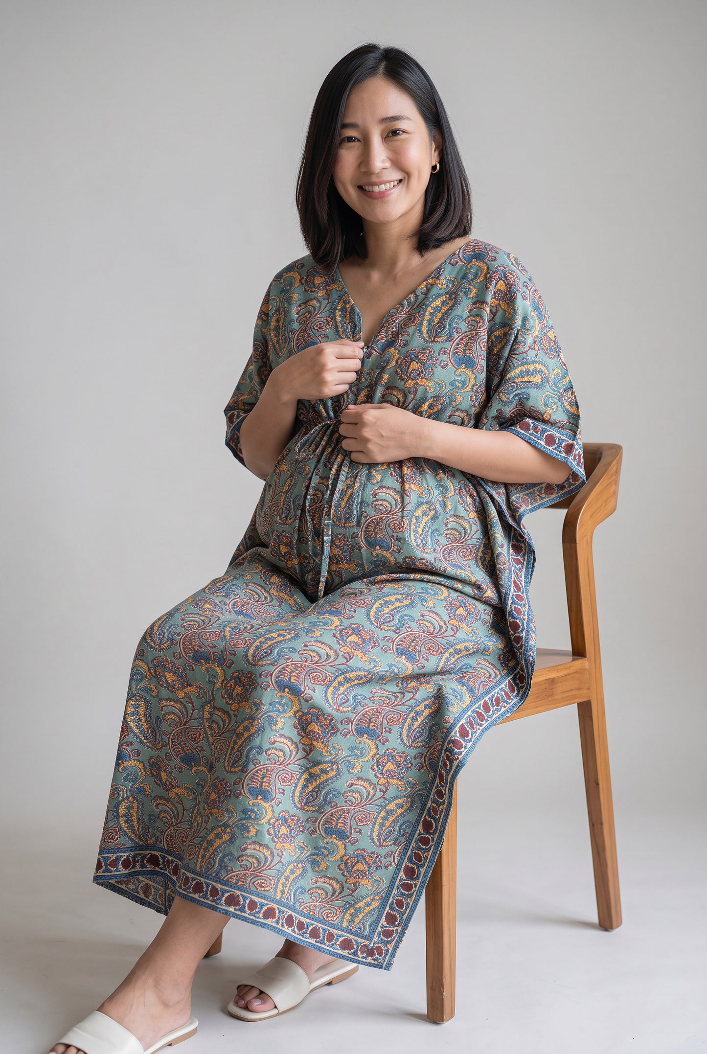 RaghuRaaya Handblock Cotton Nursing Kaftan