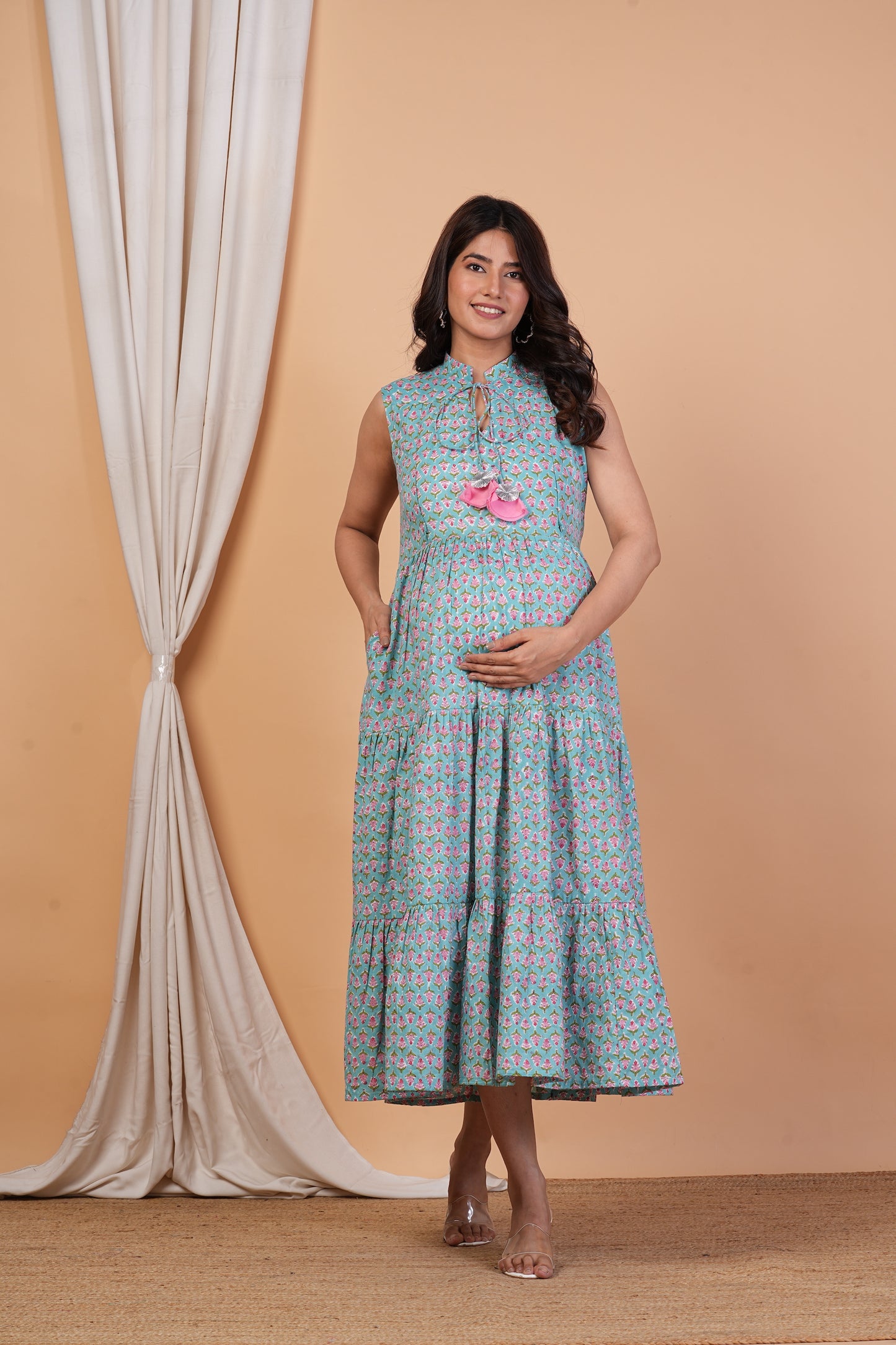 Madhurya Twin Zip Cotton Maternity Feeding Dress