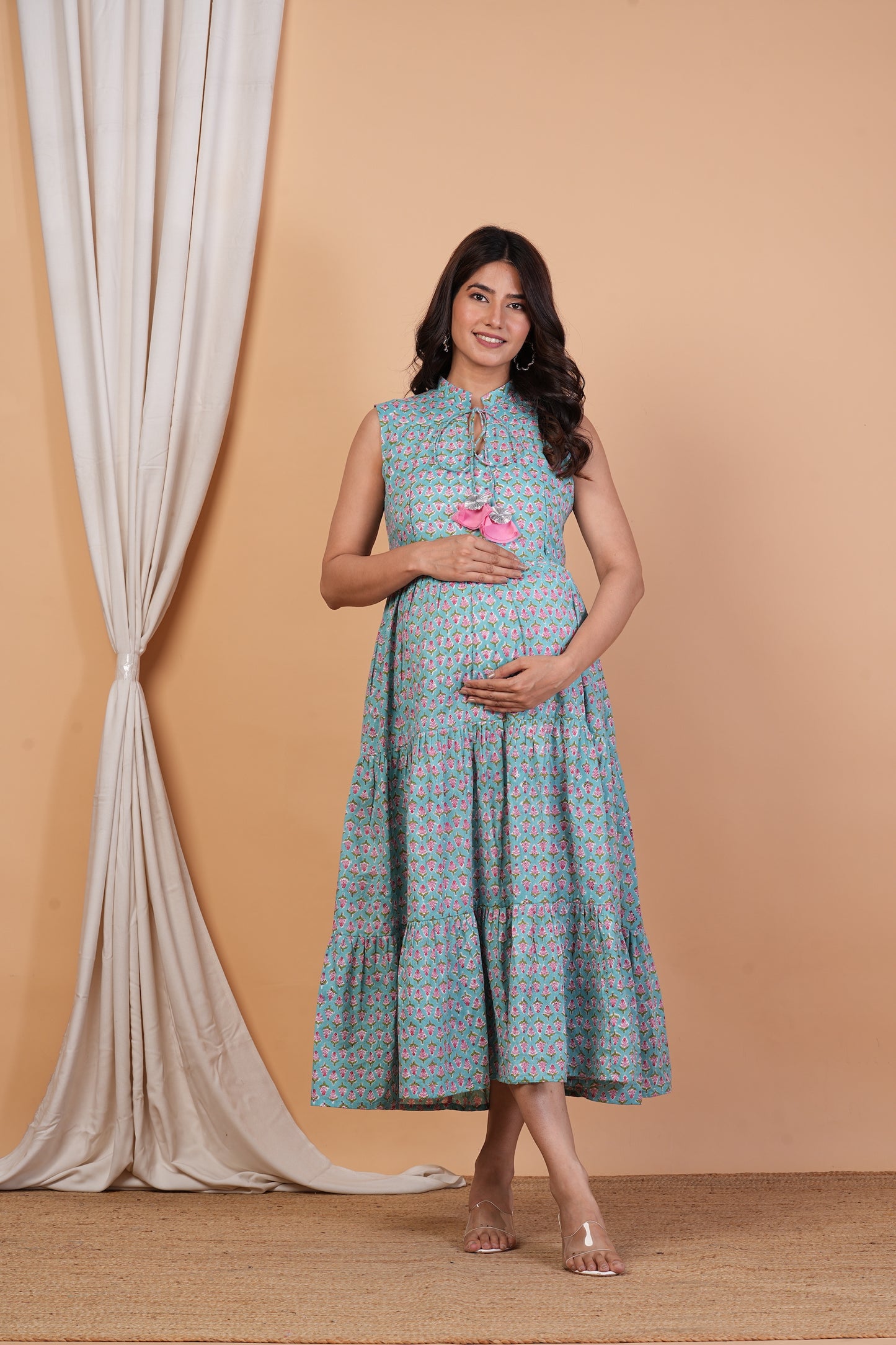 Madhurya Twin Zip Cotton Maternity Feeding Dress