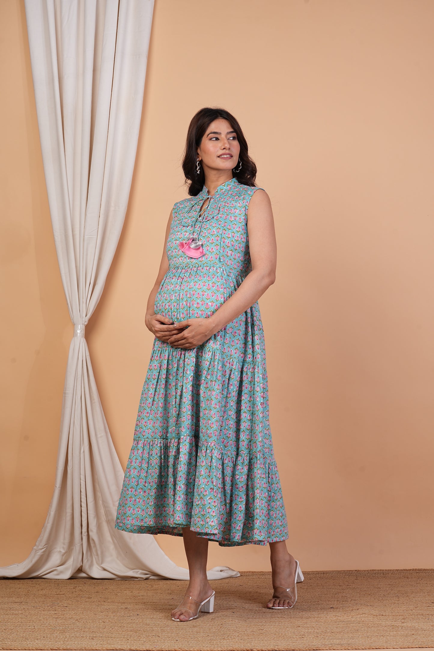 Madhurya Twin Zip Cotton Maternity Feeding Dress