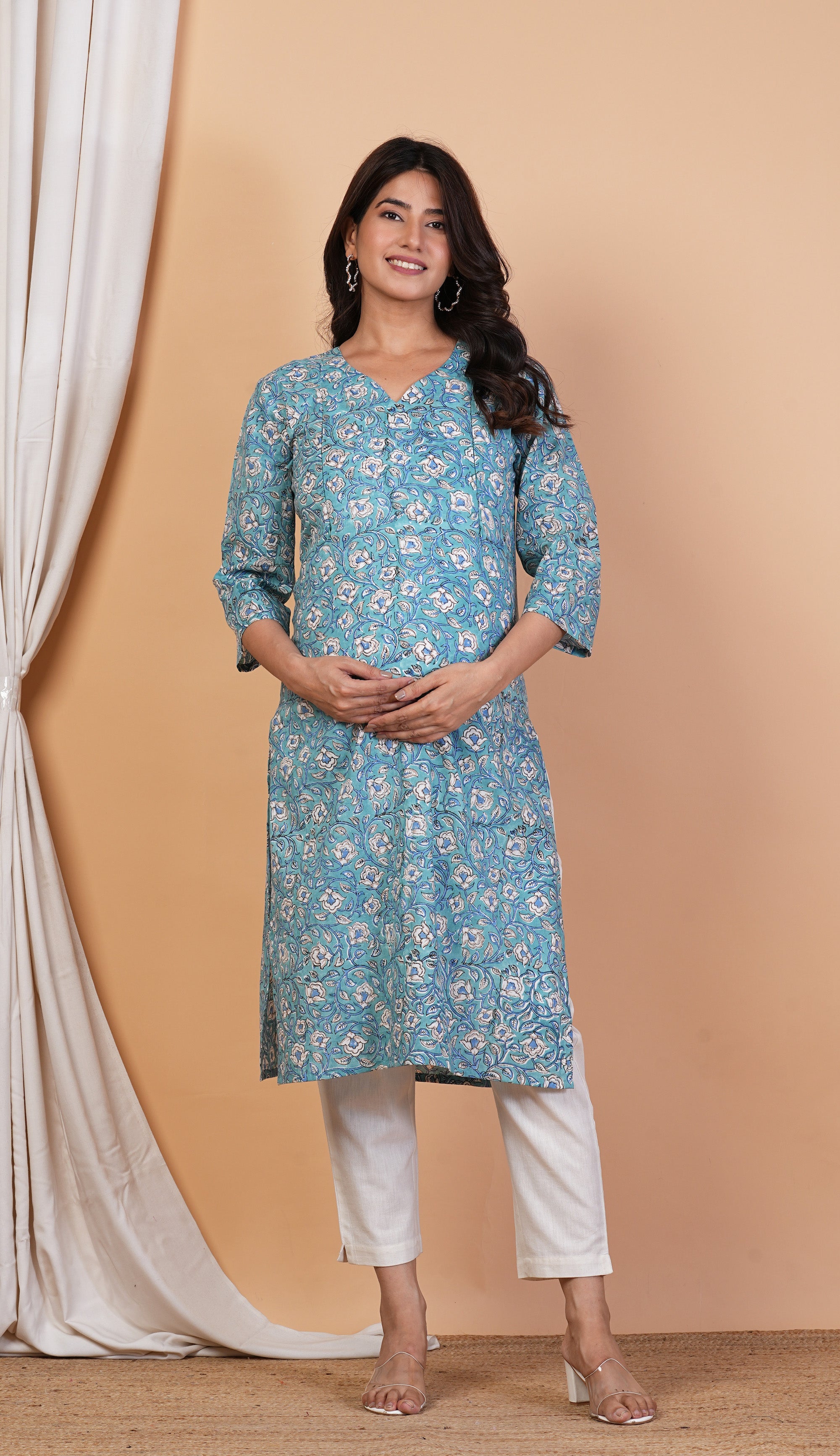 Neeladri Cotton Feeding Kurti