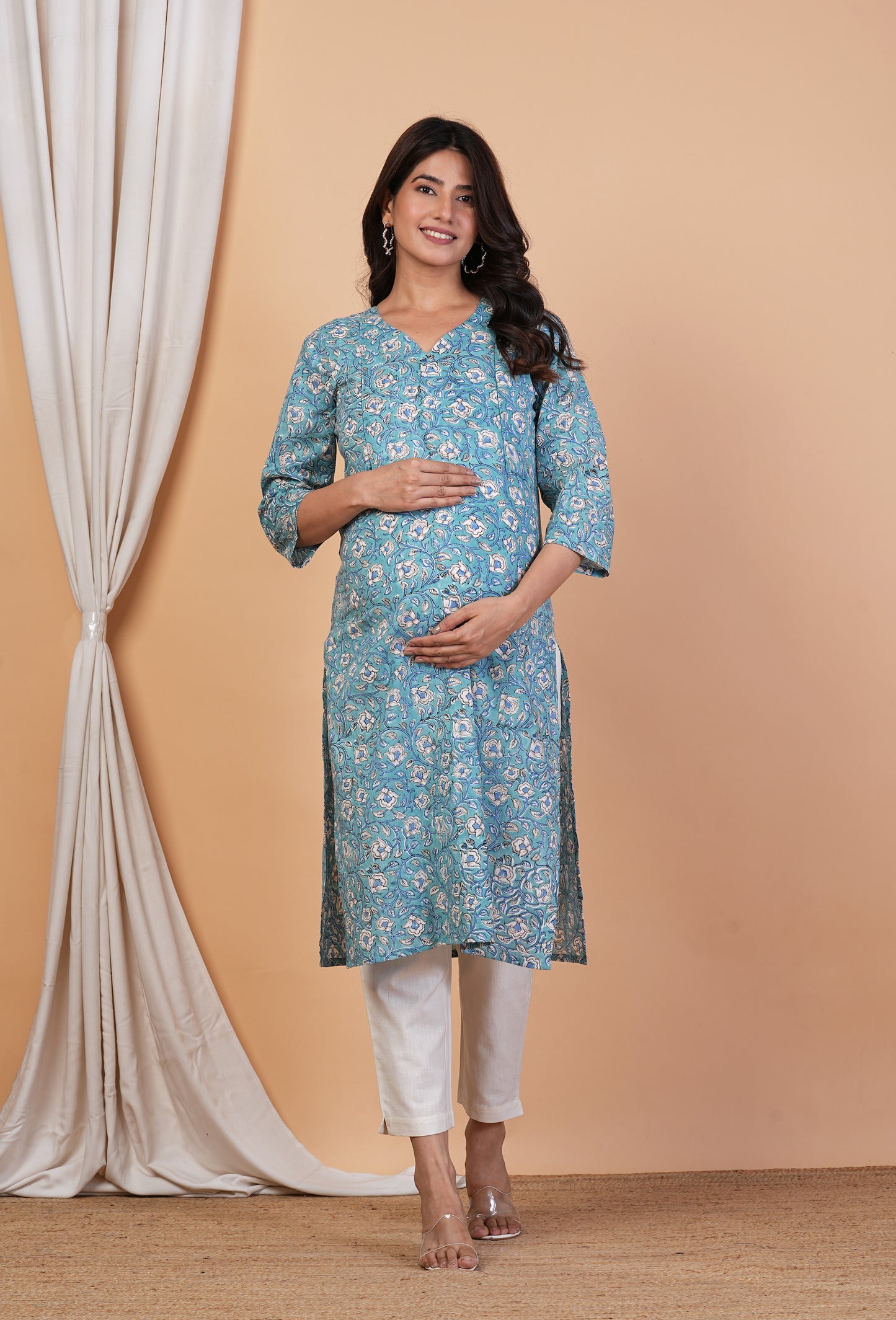 Neeladri Cotton Feeding Kurti