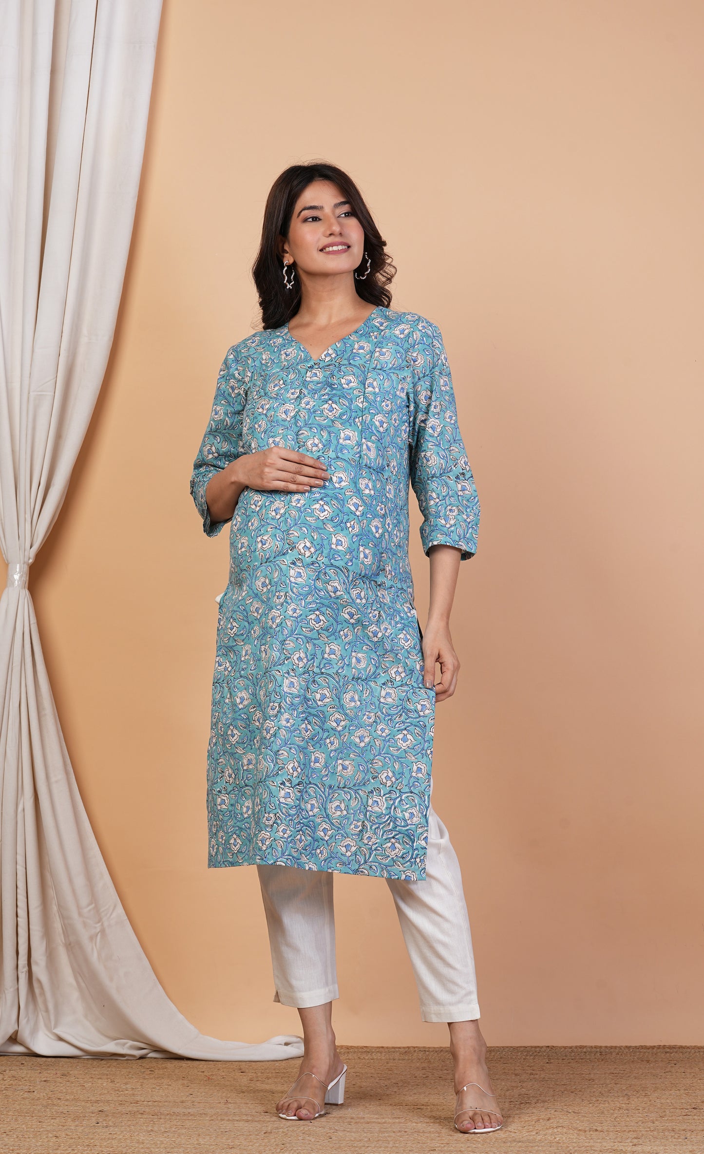 Neeladri Cotton Feeding Kurti