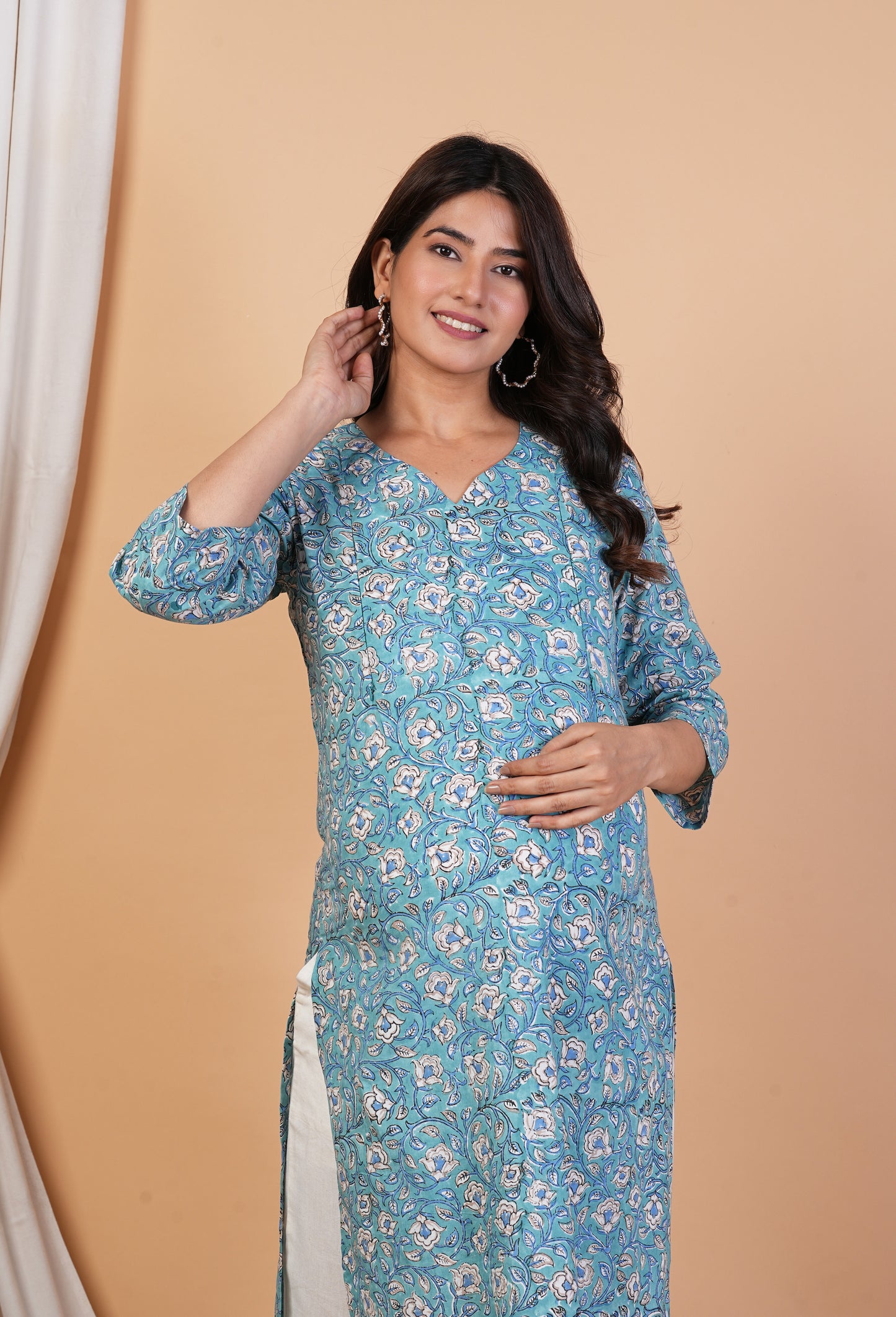 Neeladri Cotton Feeding Kurti