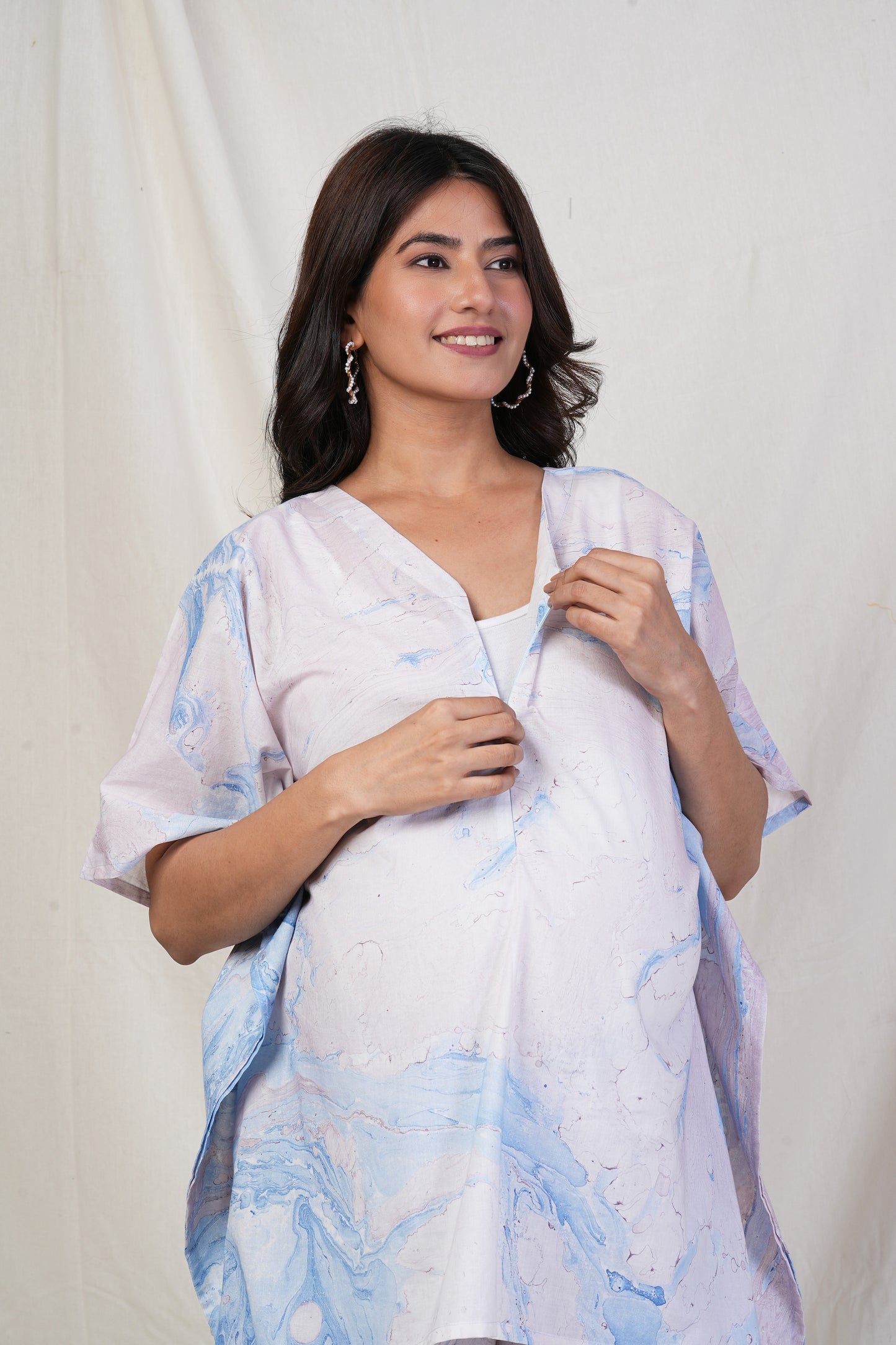 Prtha Marble Print Nursing Kaftan Top & Pant Set