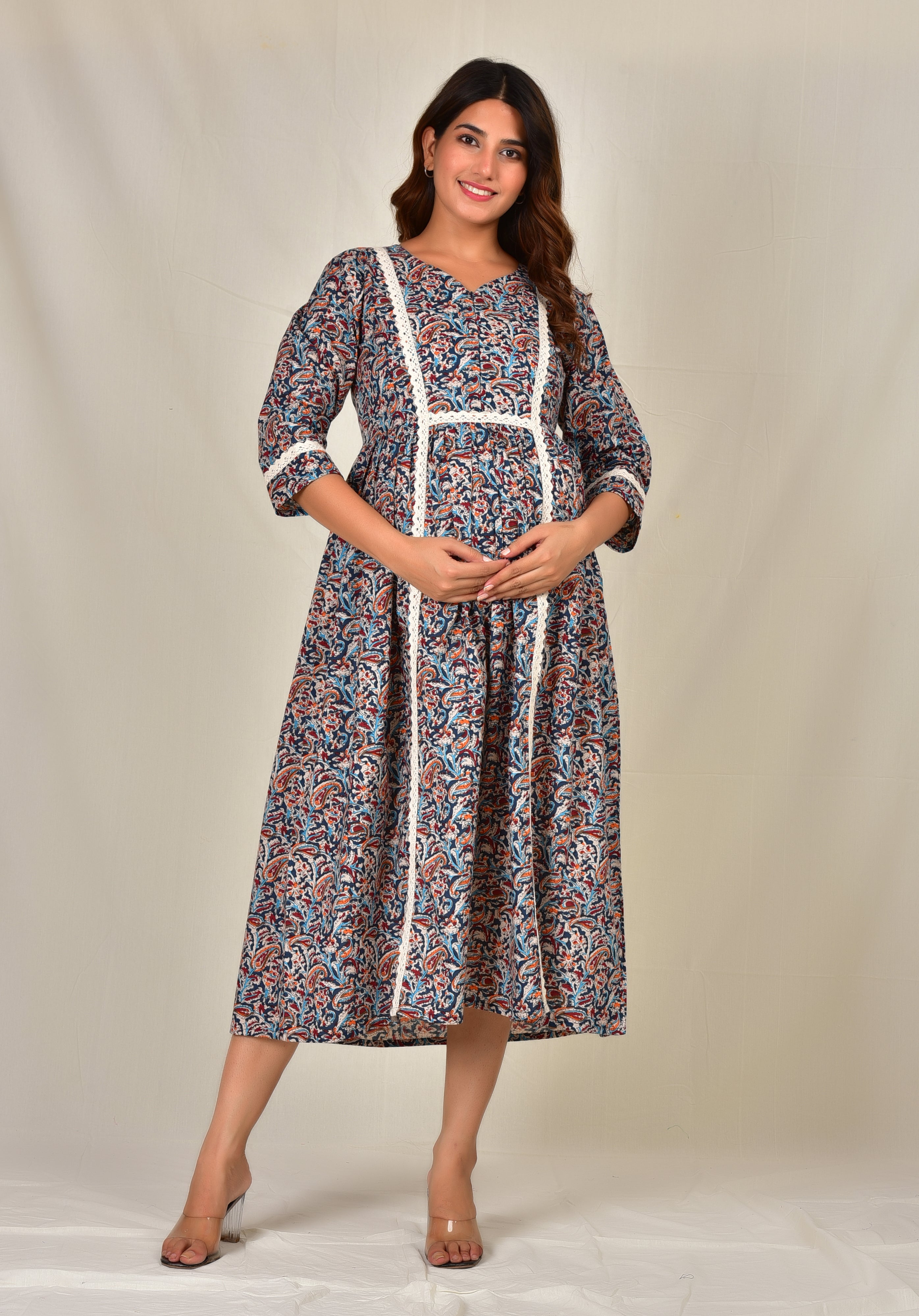 Madhav Cotton Centre Zip Nursing Kurti