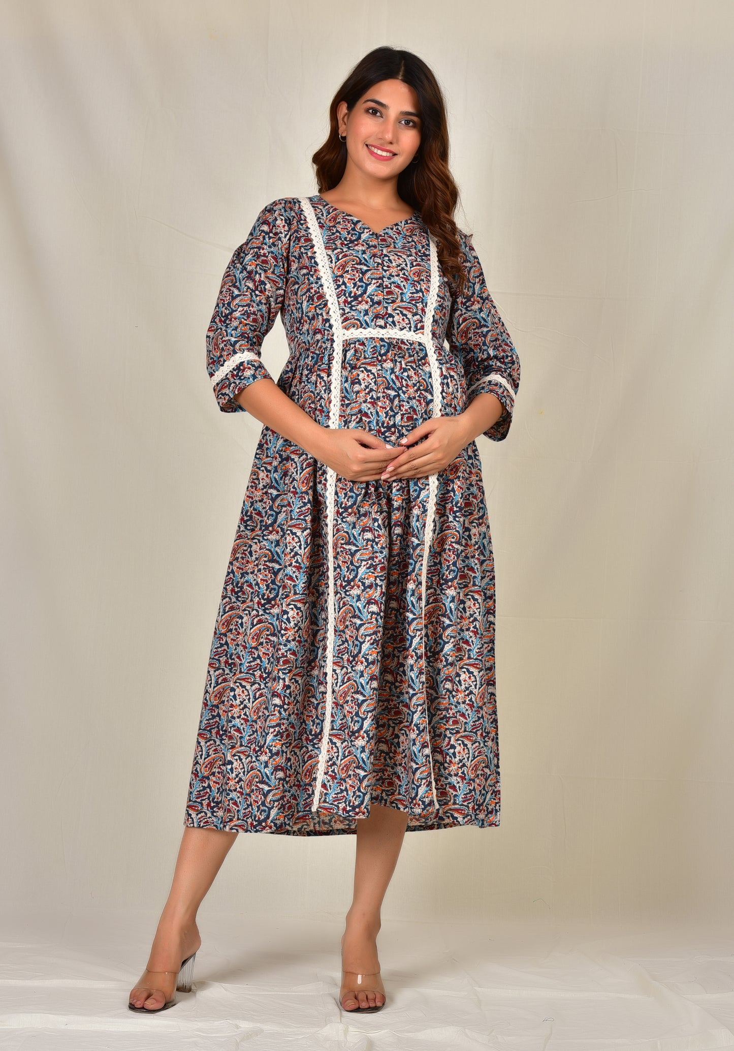Madhav Cotton Centre Zip Nursing Kurti