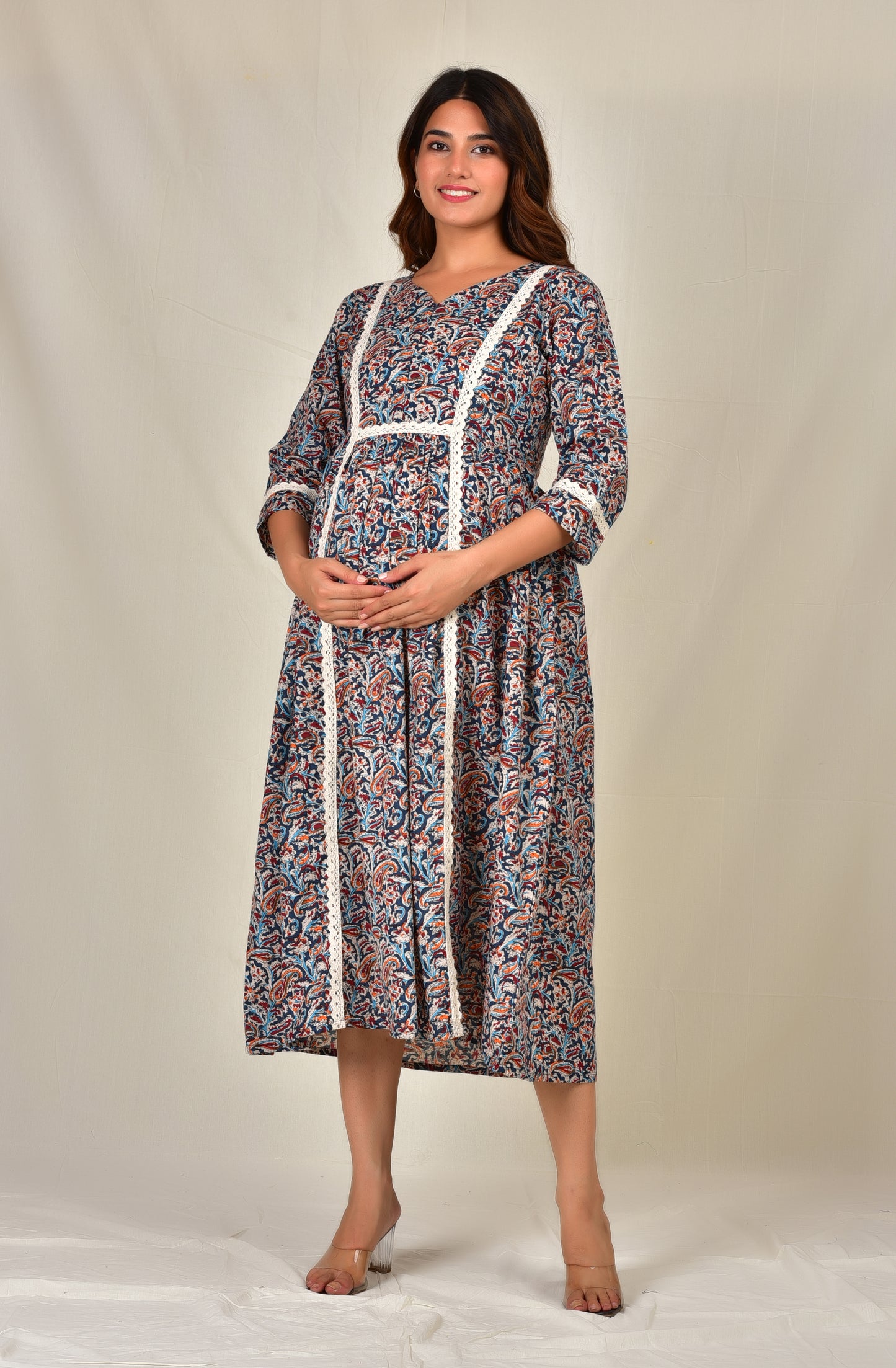 Madhav Cotton Centre Zip Nursing Kurti