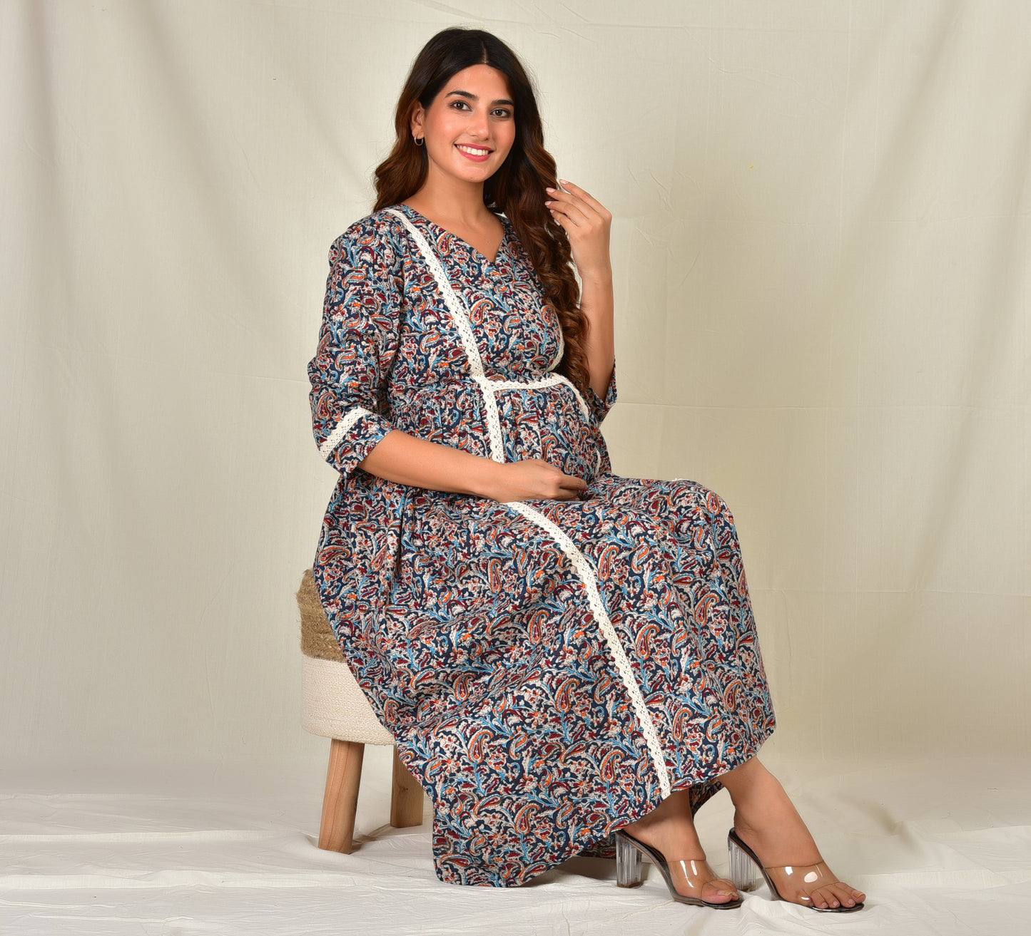 Madhav Cotton Centre Zip Nursing Kurti