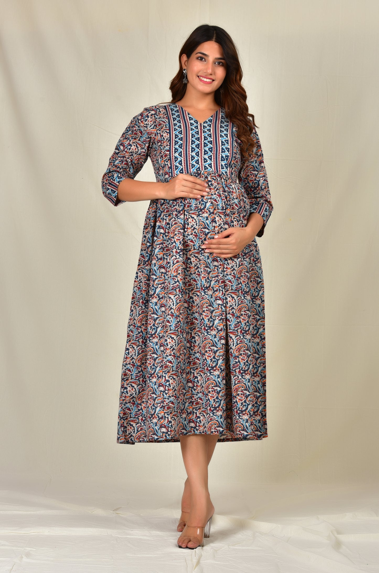 Madhav Cotton Centre Zip Nursing Kurti XL
