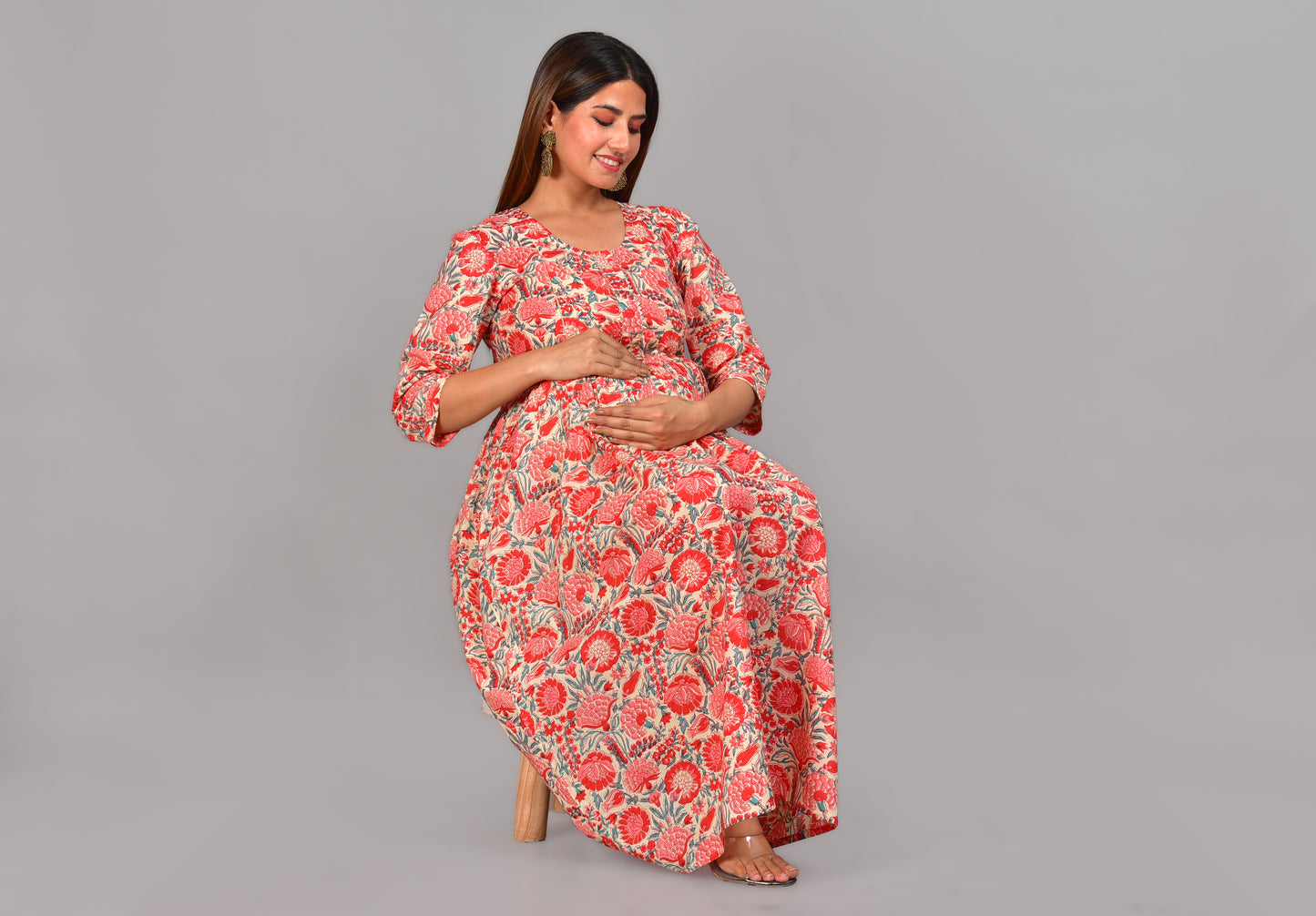 Sri Cotton Twin Zip Nursing Kurti