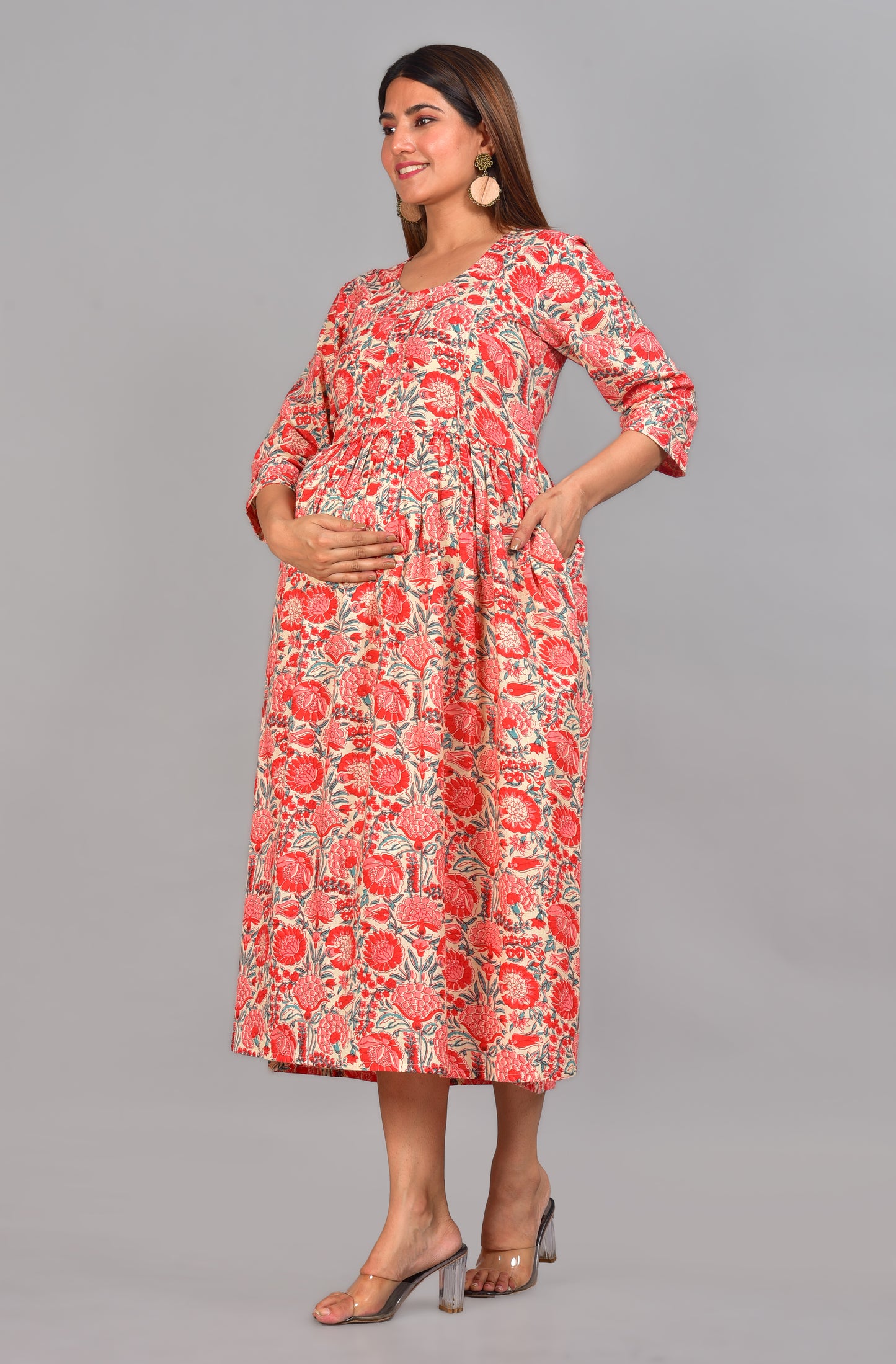Sri Cotton Twin Zip Nursing Kurti
