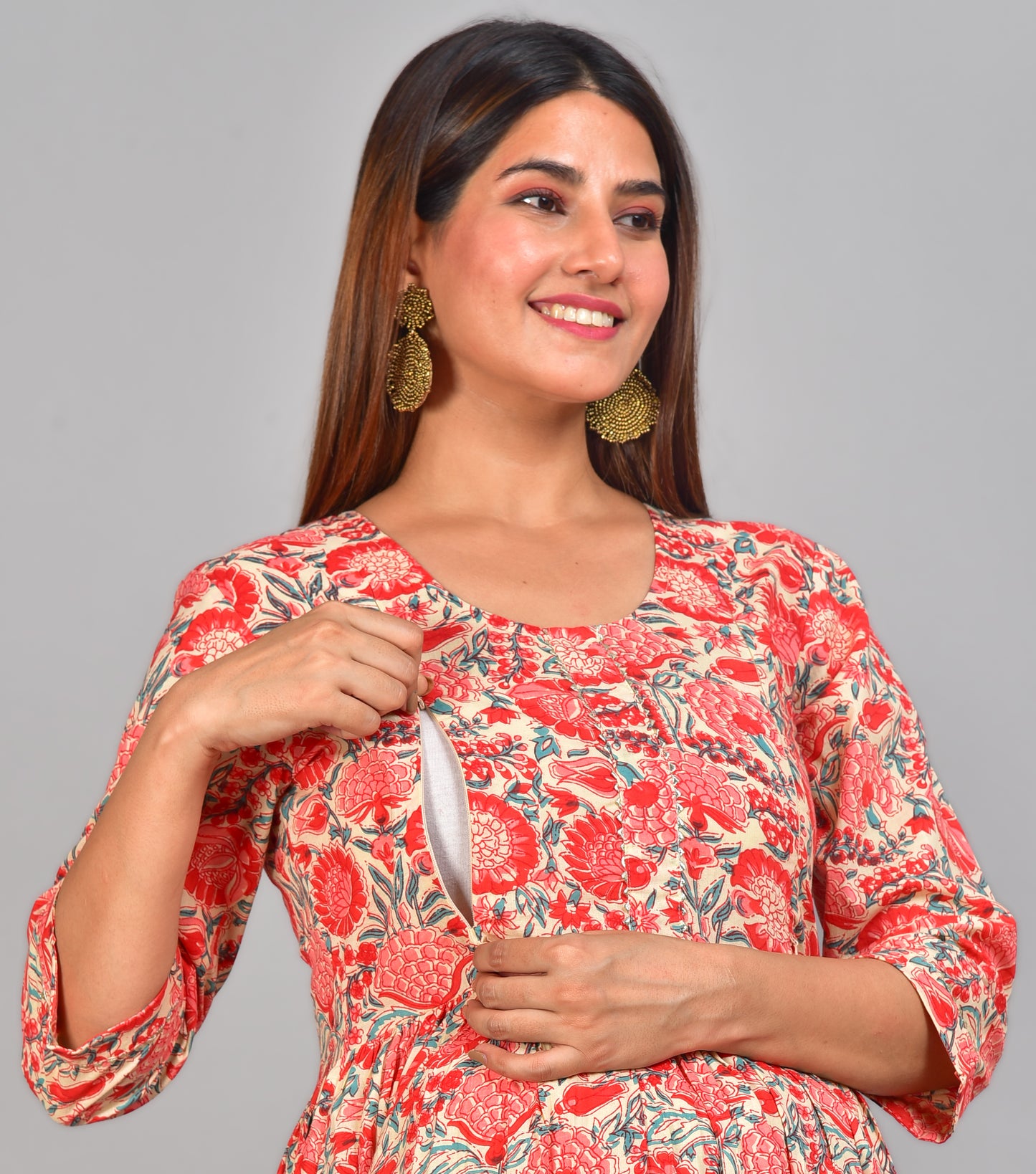 Sri Cotton Twin Zip Nursing Kurti