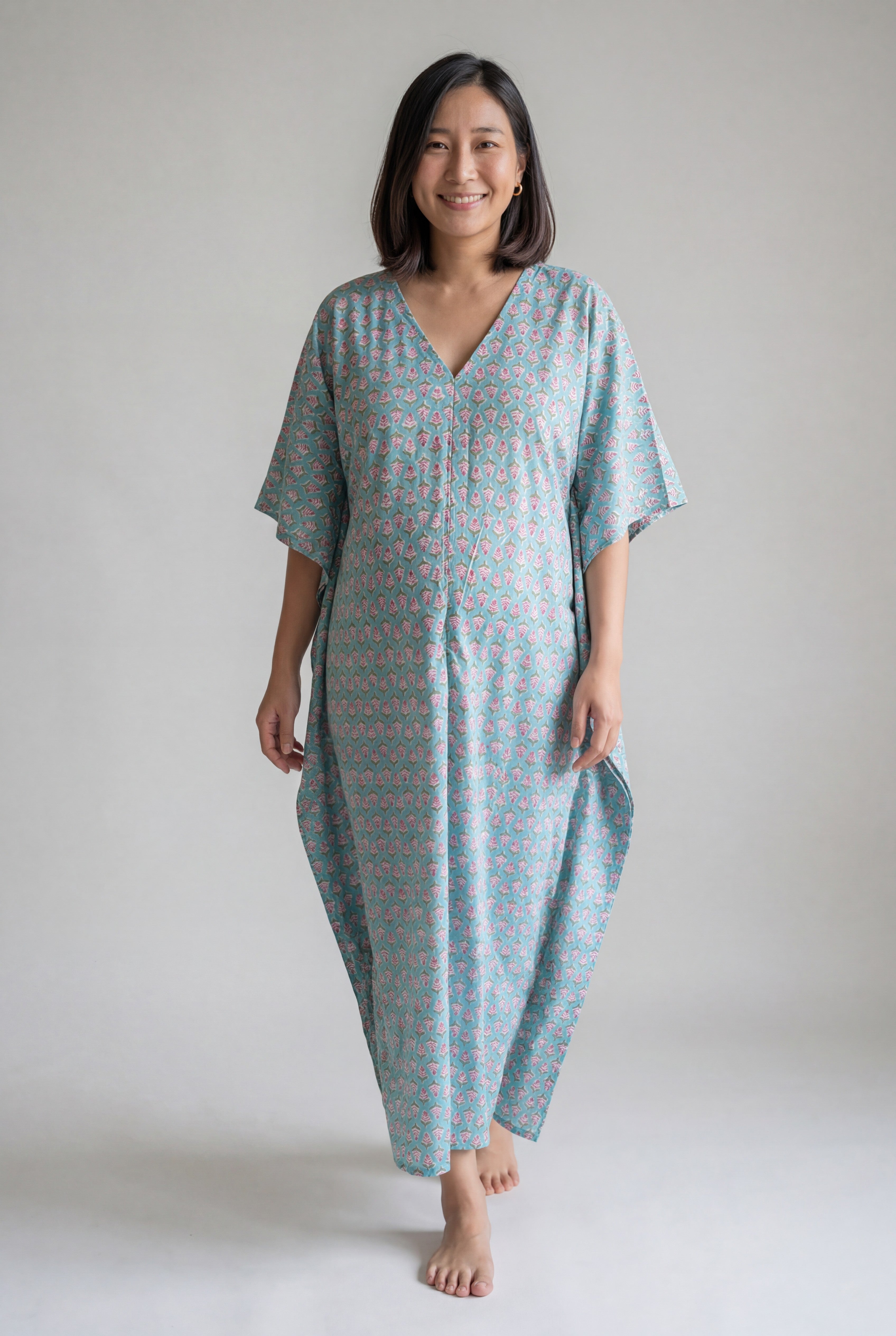 Veda Nursing Kaftan Gown with Long Feeding Zip