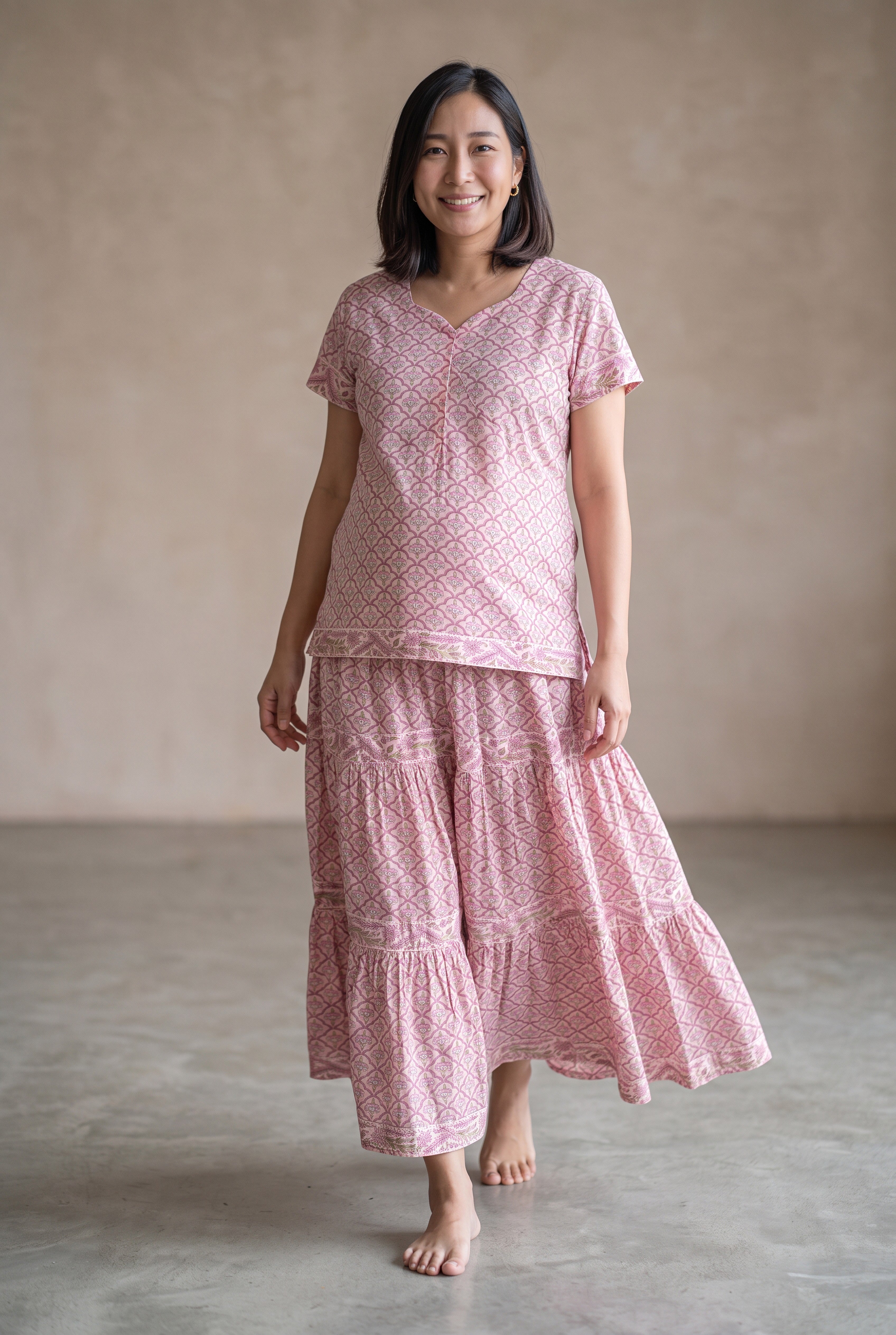 Karuna Sindhu Cotton Nursing Skirt Top Set