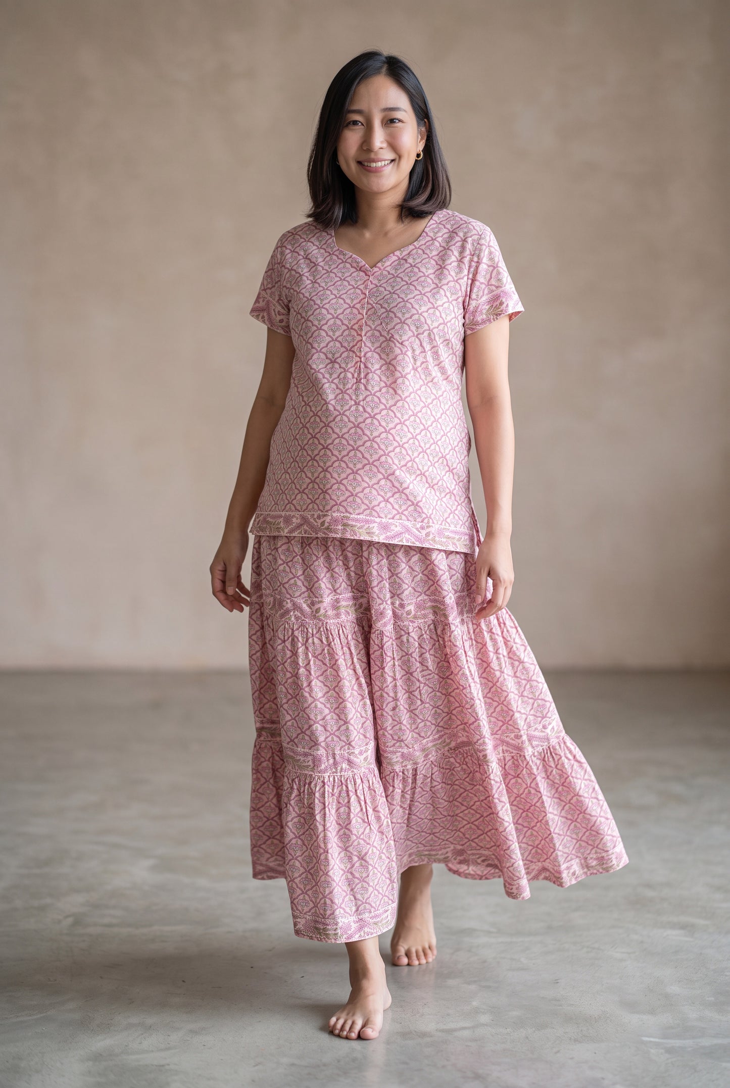 Karuna Sindhu Cotton Nursing Skirt Top Set
