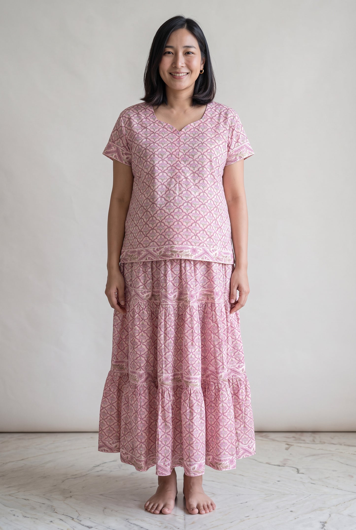 Karuna Sindhu Cotton Nursing Skirt Top Set