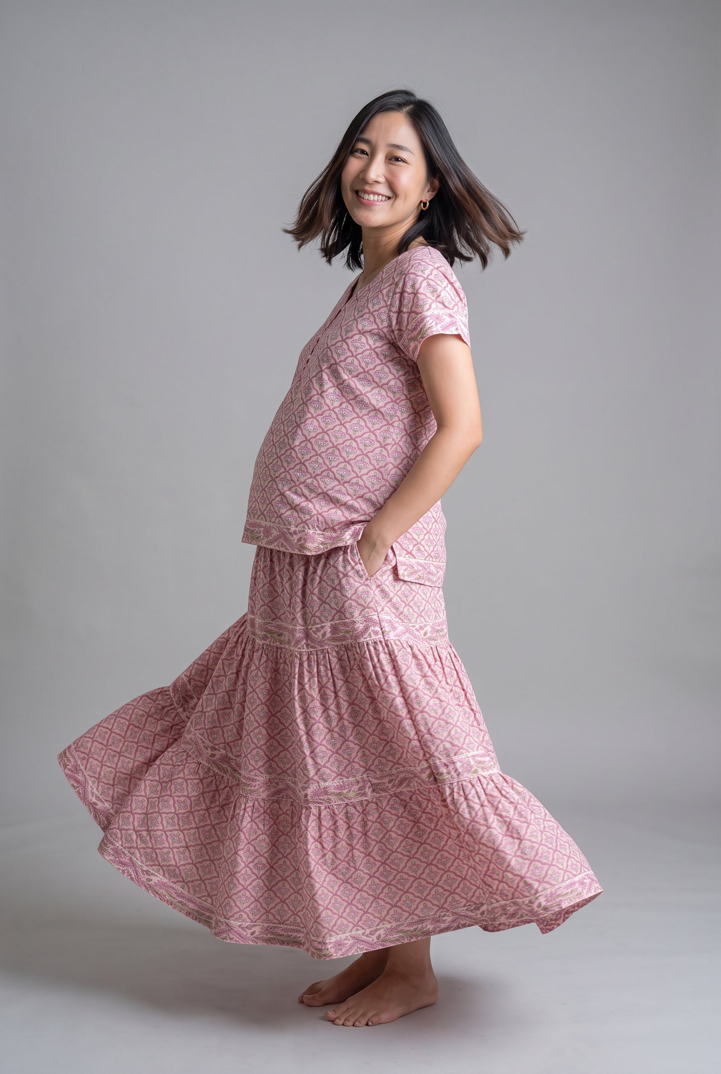 Karuna Sindhu Cotton Nursing Skirt Top Set