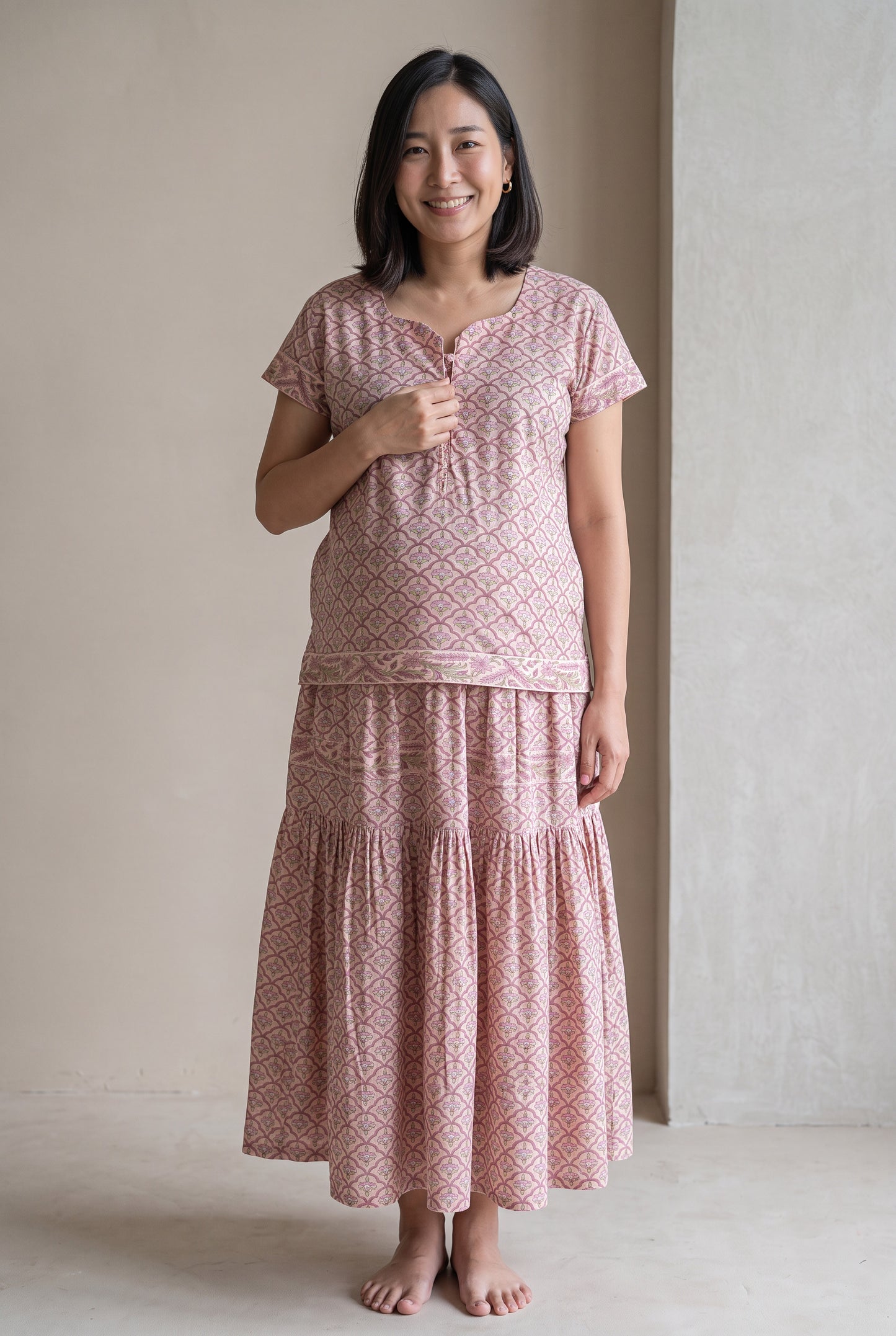 Karuna Sindhu Cotton Nursing Skirt Top Set
