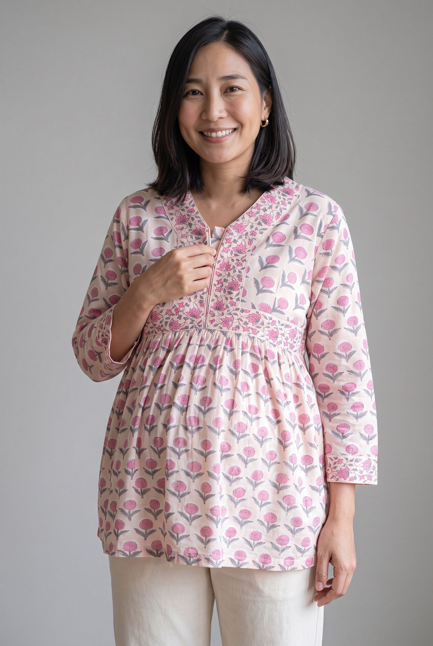 Srida Cotton Nursing Top with Zip