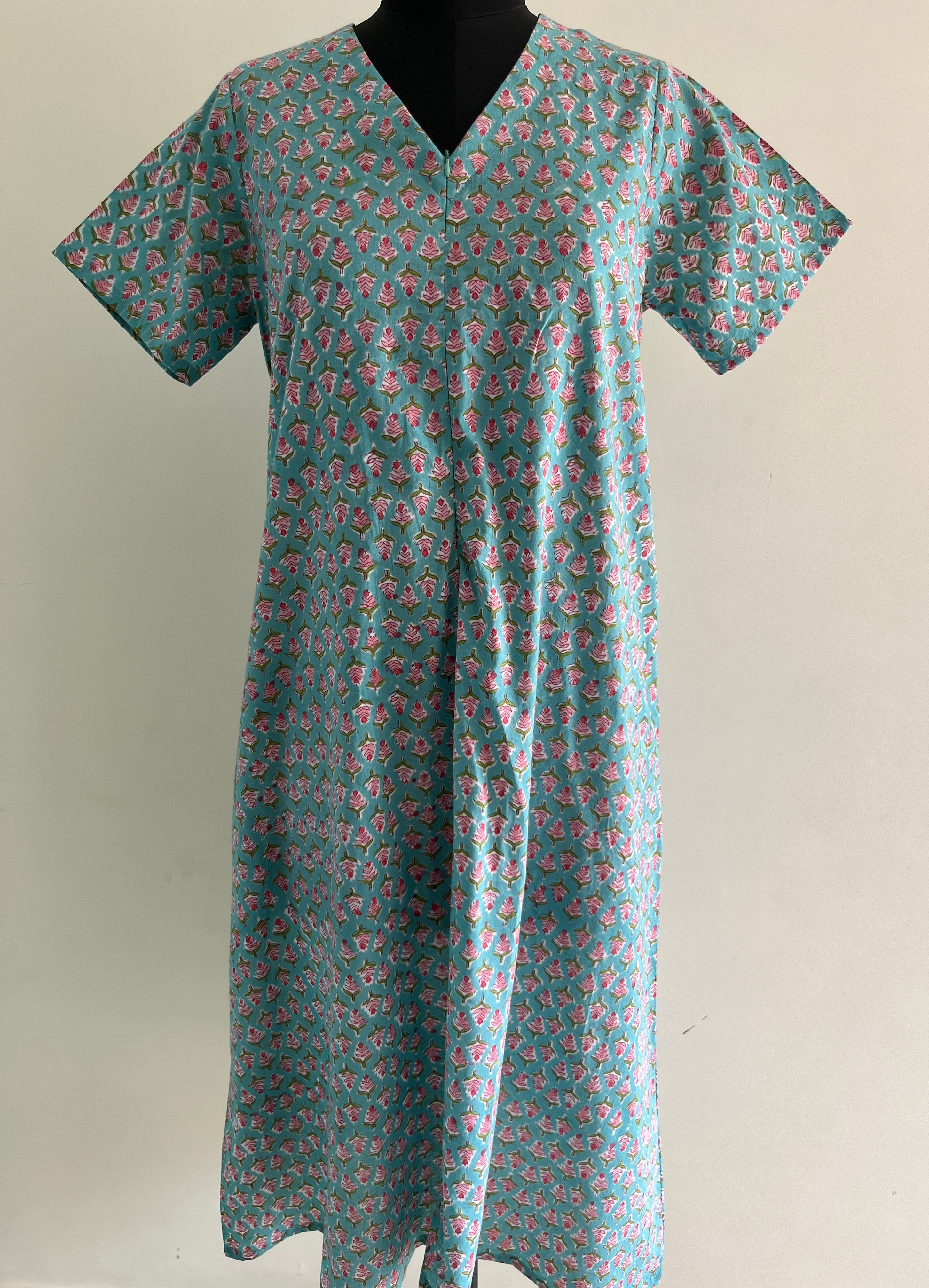 Veda Handblock Cotton Nursing Gown