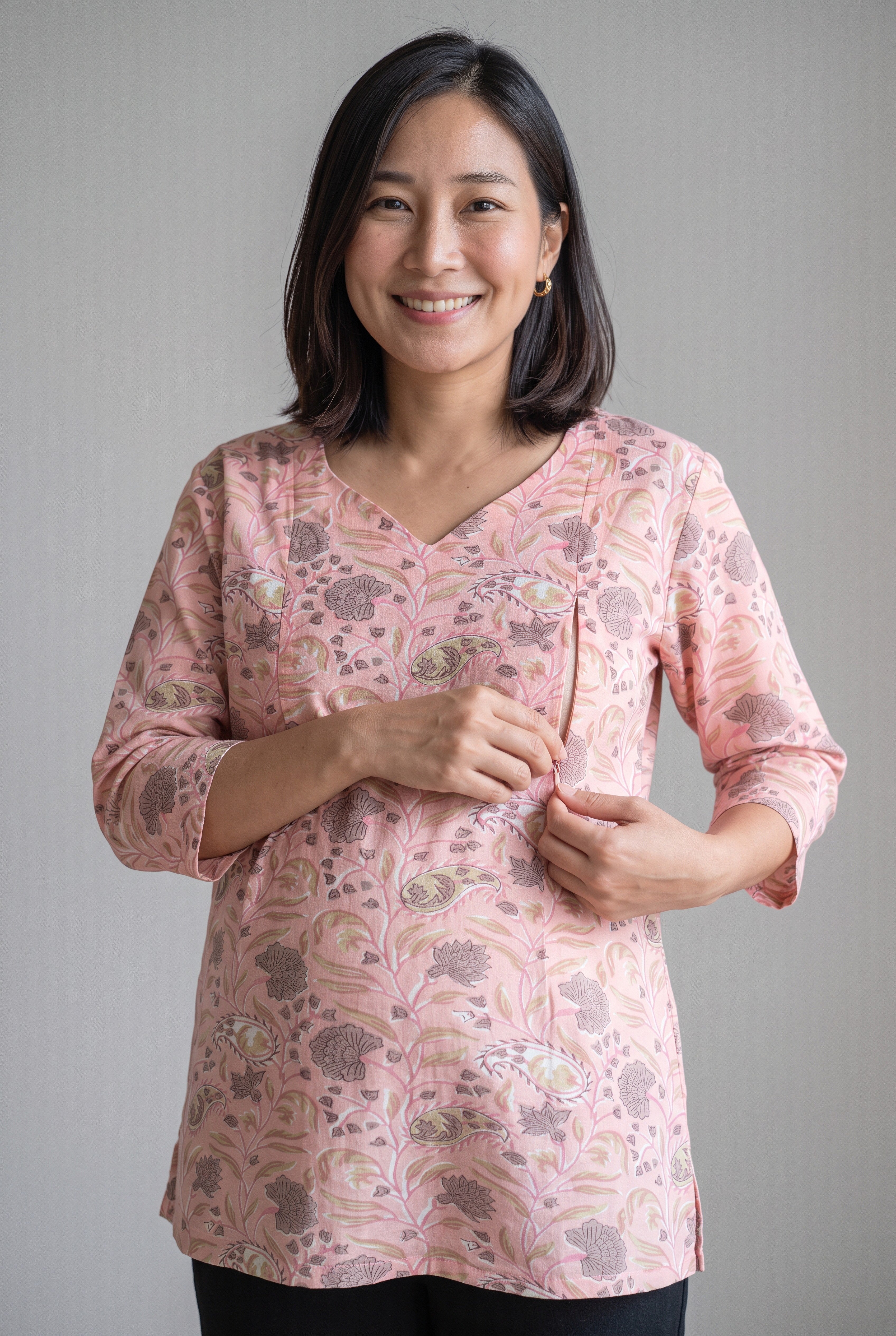 Vraj Devike Handblock Cotton Nursing Top