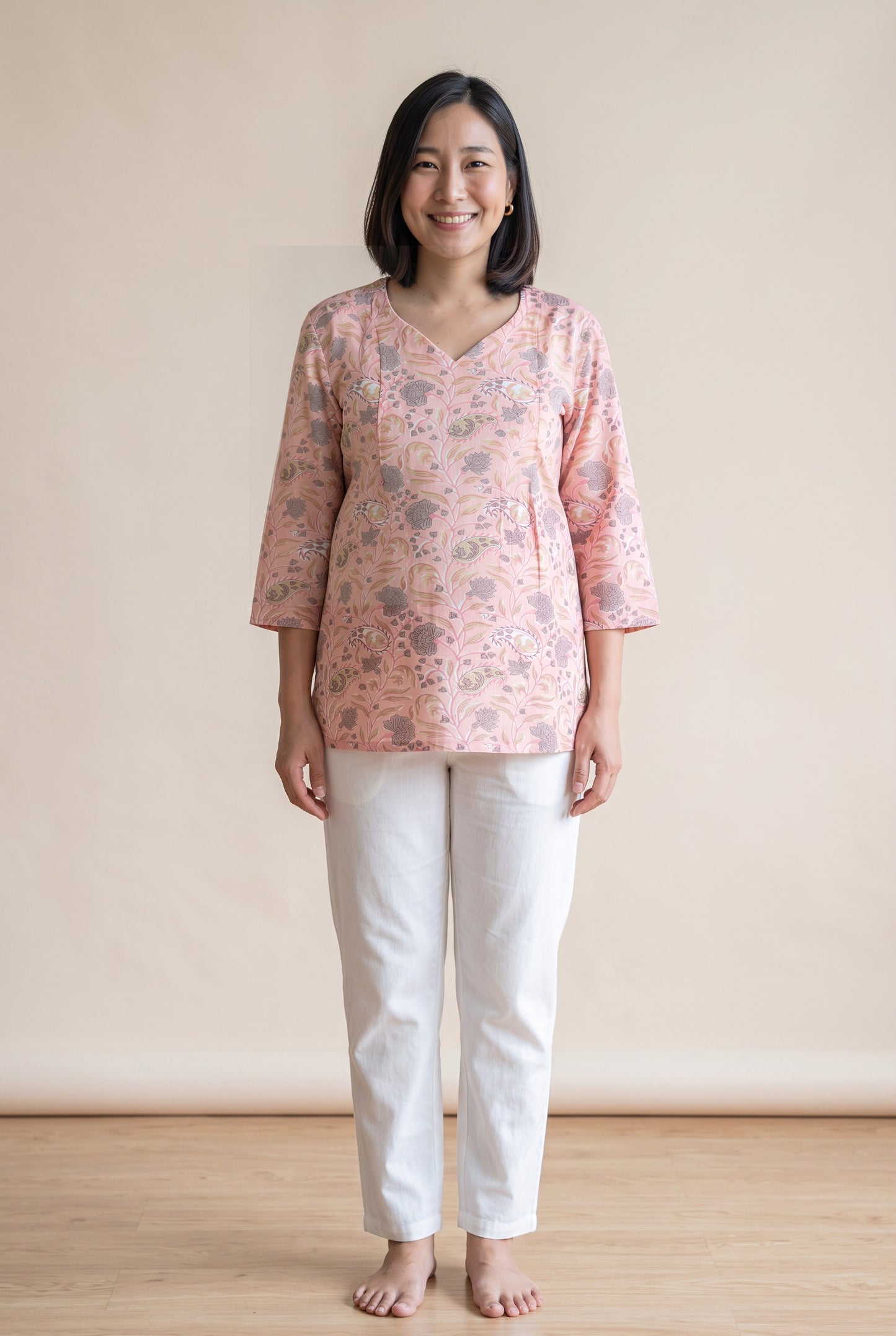 Vraj Devike Handblock Cotton Nursing Top
