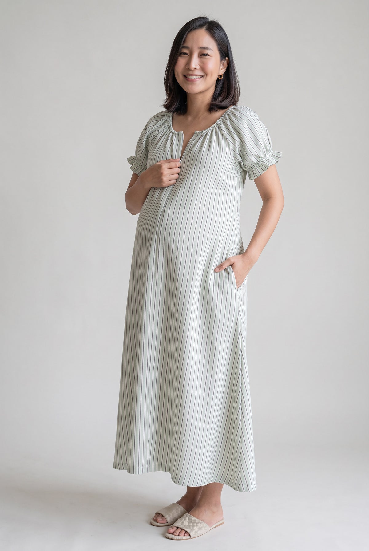 SiyaRaam Handloom Cotton Nursing Maxi Dress