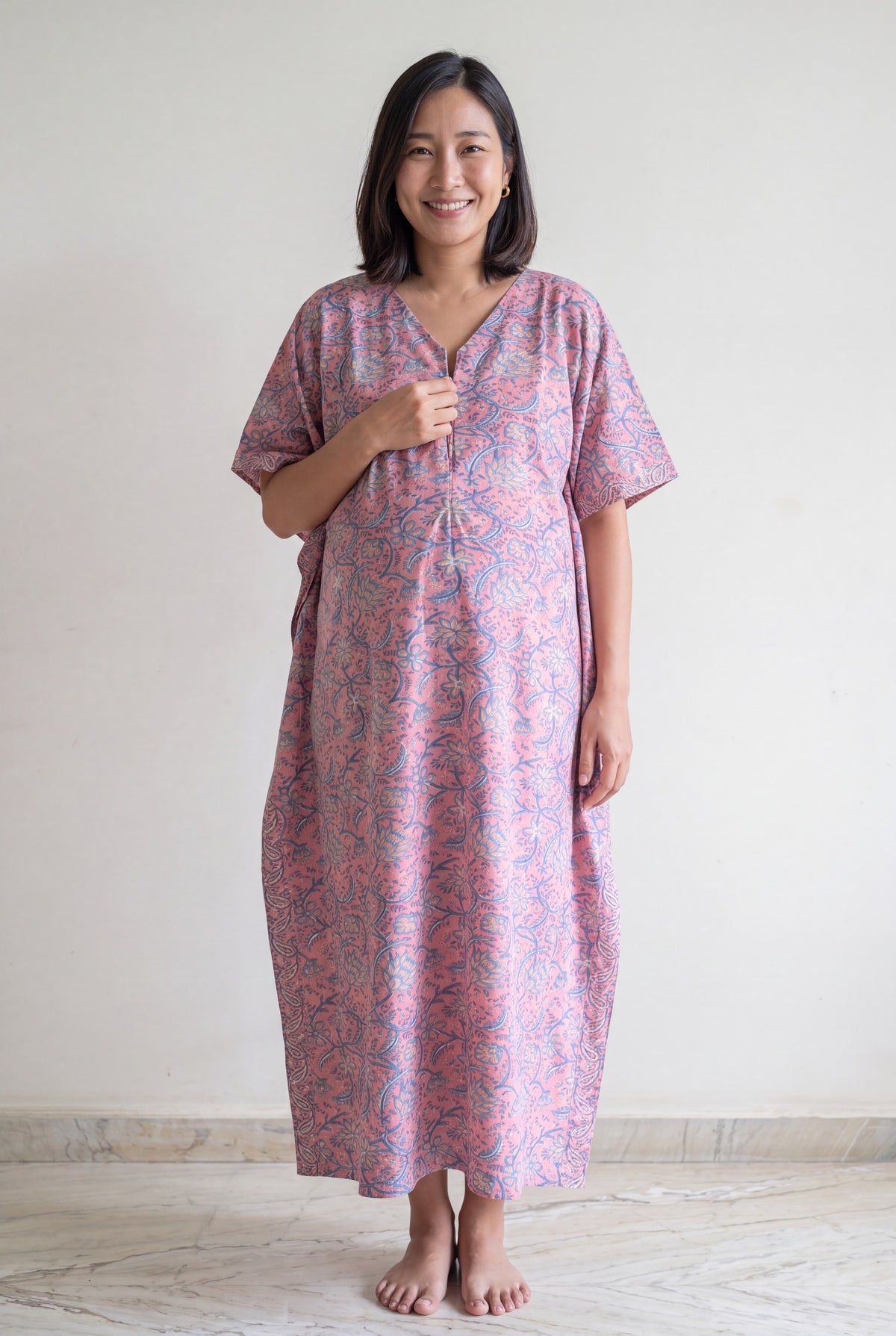 Radhya Cotton Nursing Kaftan Gown