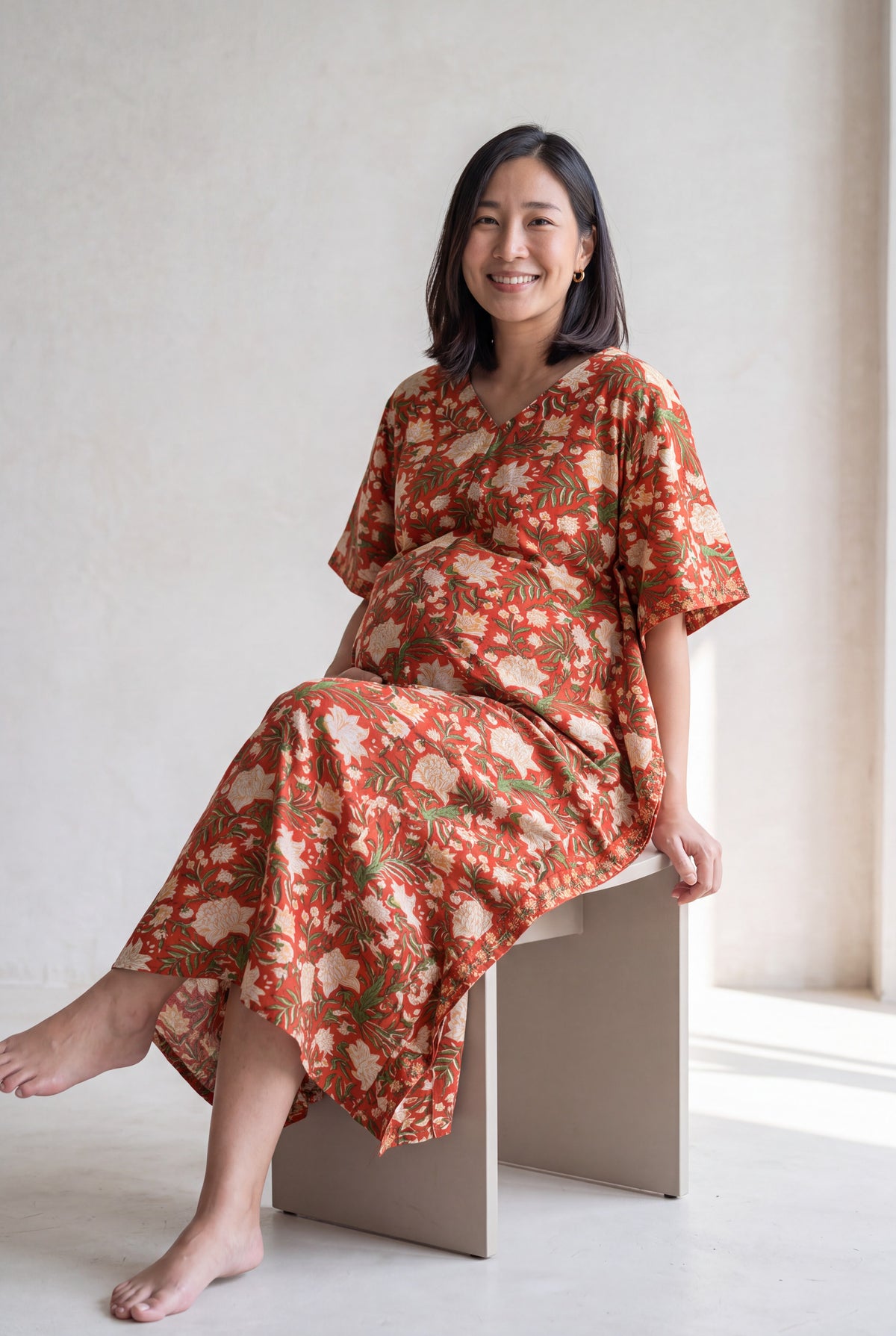 Raghav Charan Cotton Nursing Kaftan Gown